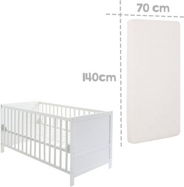 roba® Komplettbett Sternenzauber, weiß, 7-tlg., inkl. Babybett, Matratze, Lattenrost, Himmelstange mit Himmel