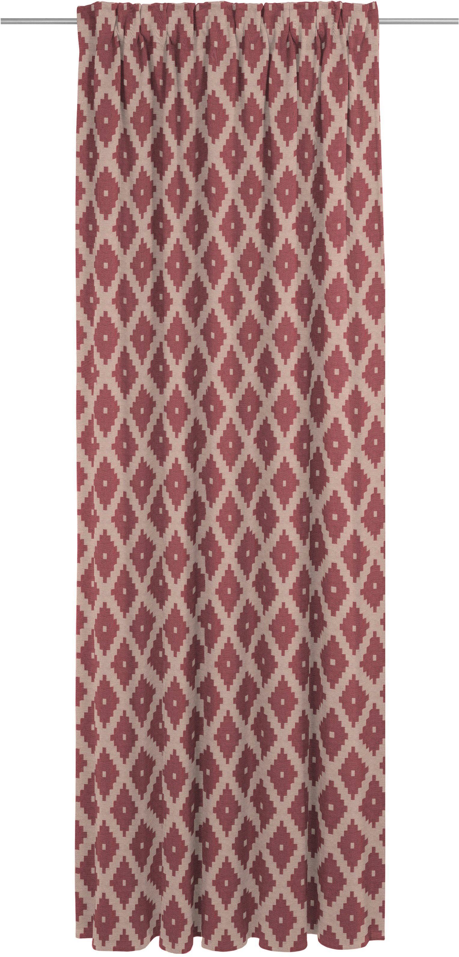 blickdicht, Multifunktionsband Shiraz, rot (1 Jacquard, St), aus nachhaltig Vorhang Bio-Baumwolle Maroccan Adam,