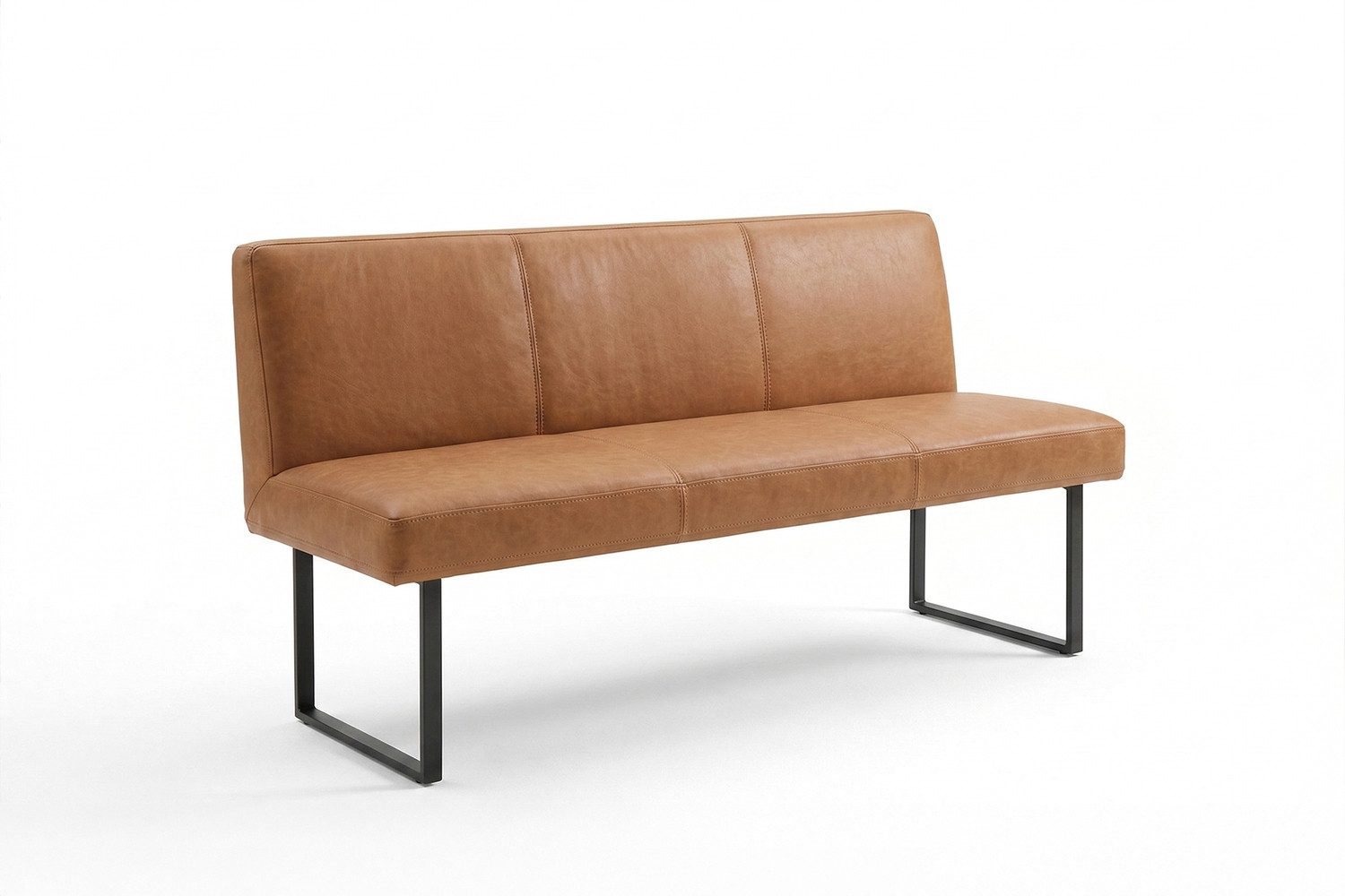 KAWOLA Sitzbank ELEEN Esszimmerbank Leder pigmentiert – modernes Design, 123 cm Breite, hoher Sitzkomfort, Metallgestell schwarz