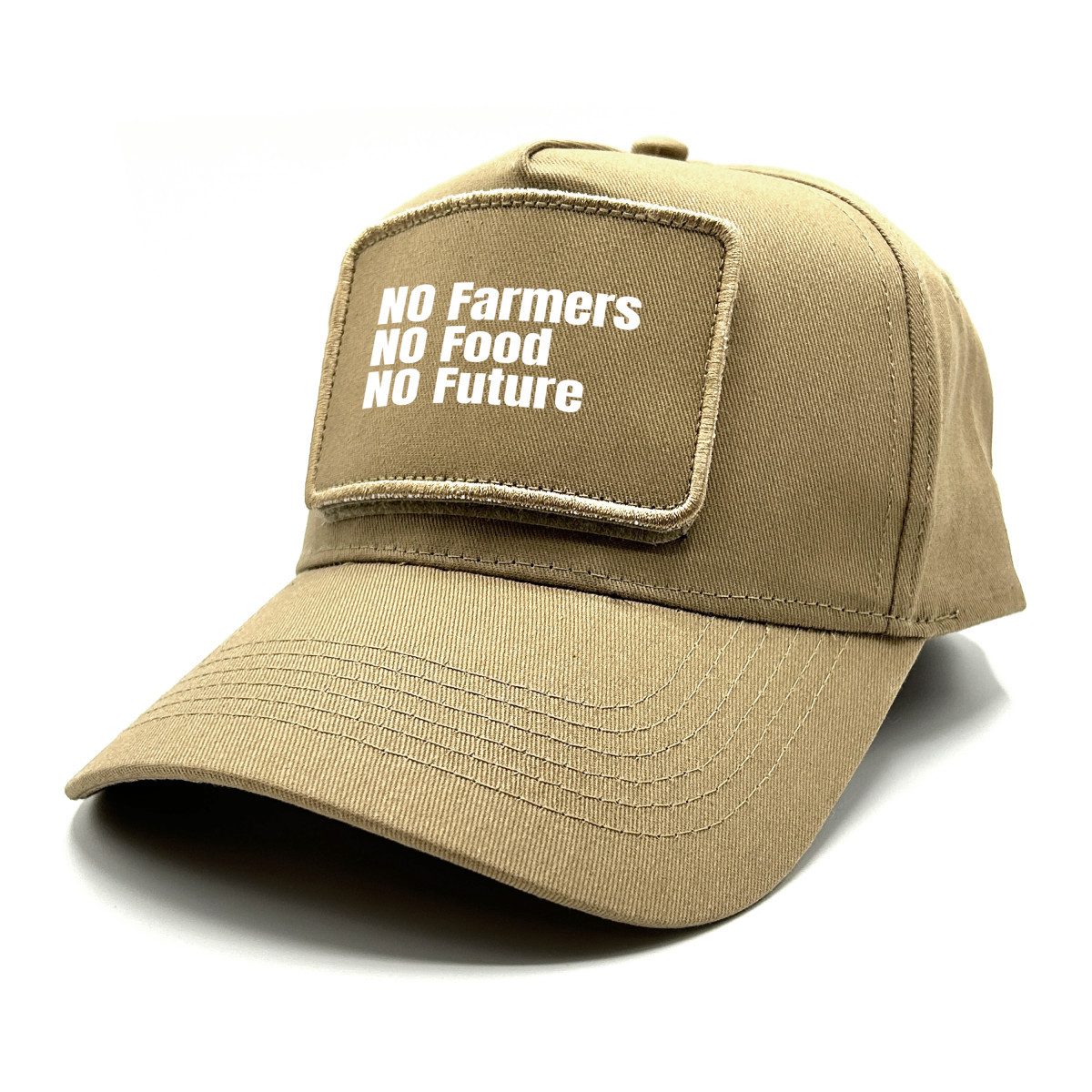 Herzbotschaft Baseball Cap Schirmmütze mit Spruch auf Patch NO Farmers NO Food NO Future One Size durch verstellbaren Klip-Verschluss