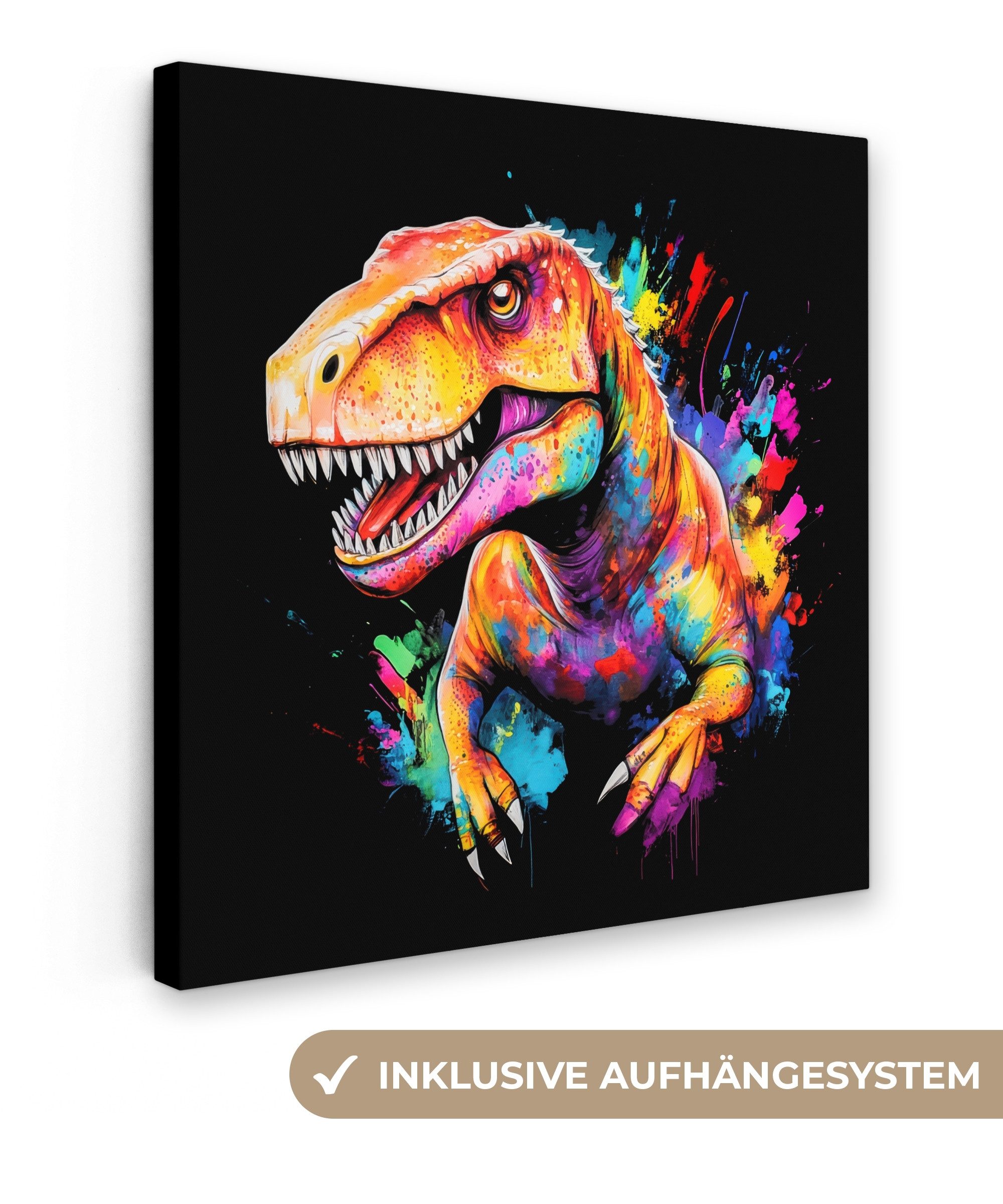 OneMillionCanvasses® Leinwandbild Graffiti - Dinosaurier - Jungen - Farbenf günstig online kaufen