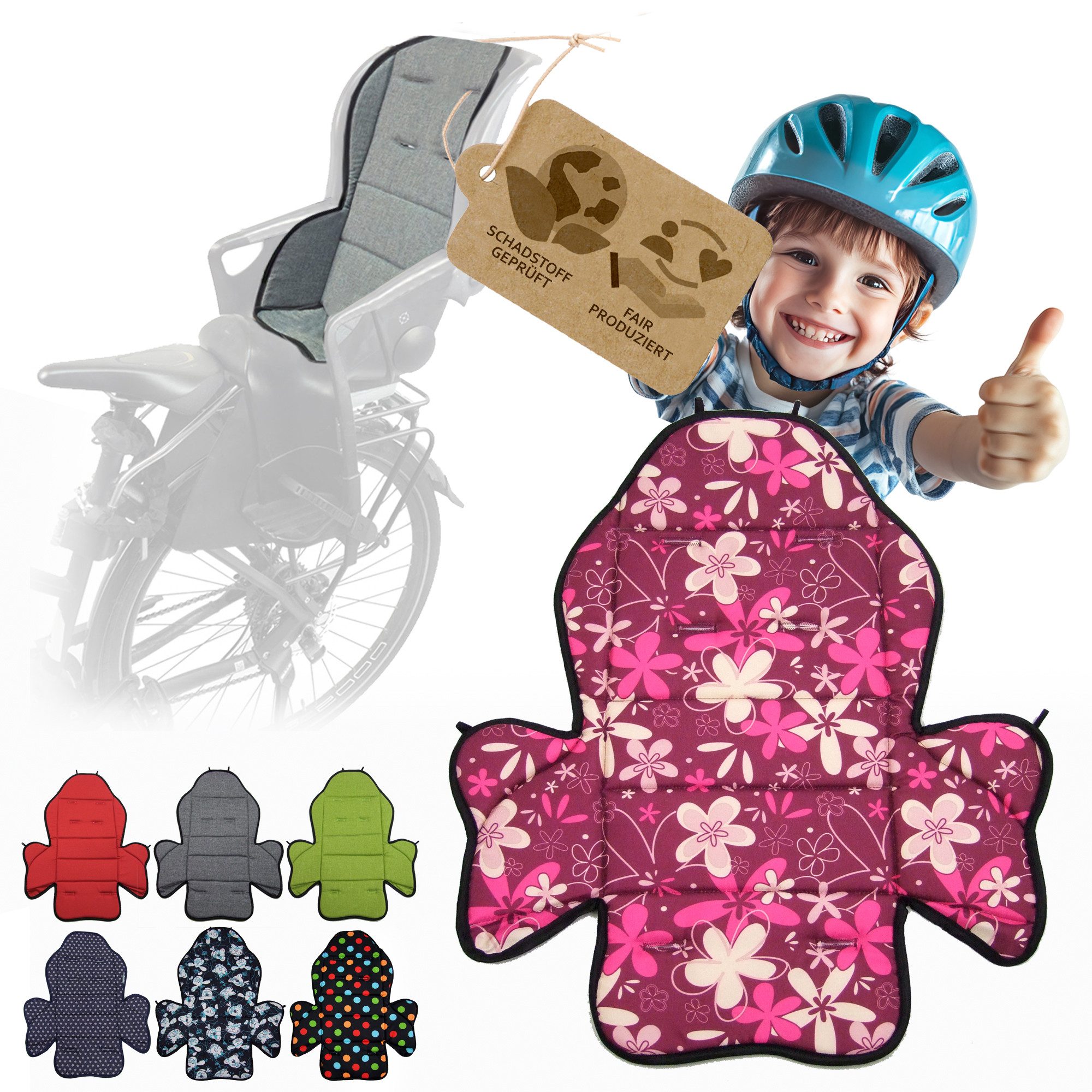 BambiniWelt by Rafael K. Fahrradkindersitz Ersatzbezug Sitzkissen für Fahrradsitz kompatibel mit Römer Jockey M2, ab: 9 Monaten, bis: 5 Jahre