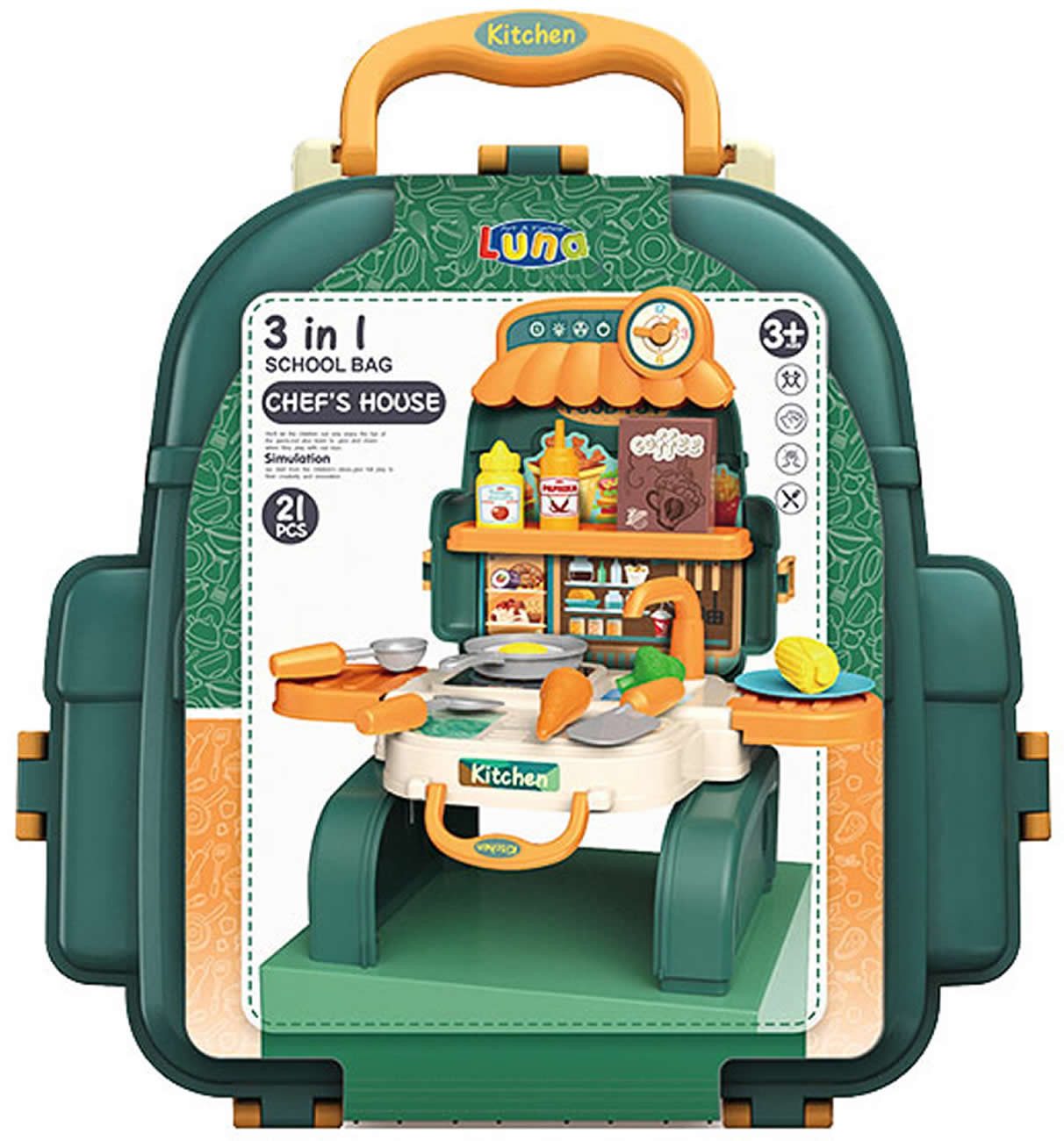 Diakakis Spielküche Rucksack 3in1 21-tlg. Koch-/Küchen Spielset günstig online kaufen