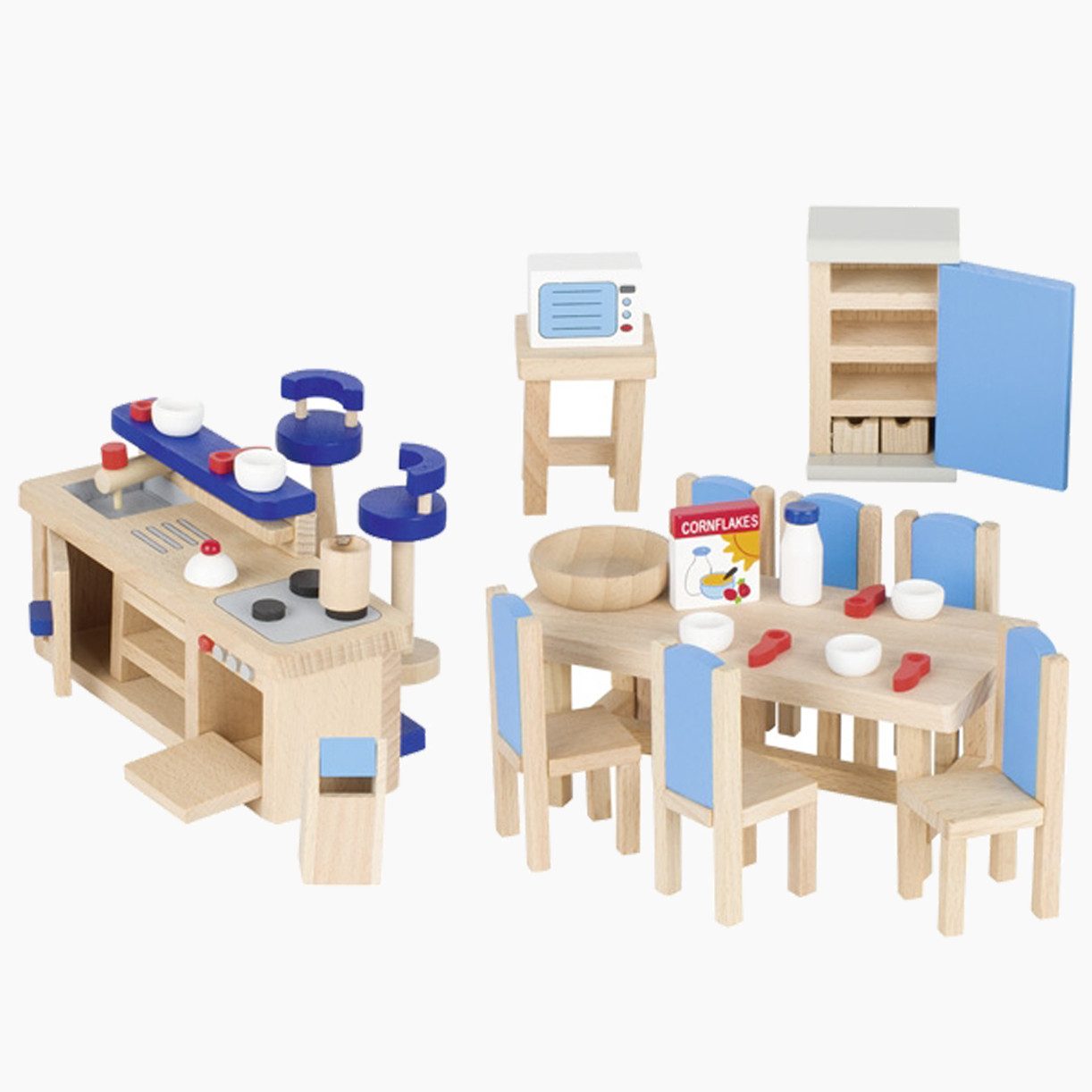 goki Puppenhaus Küche, (packung, 30-tlg., set), Puppenmöbel mit detailverliebten Accessoires