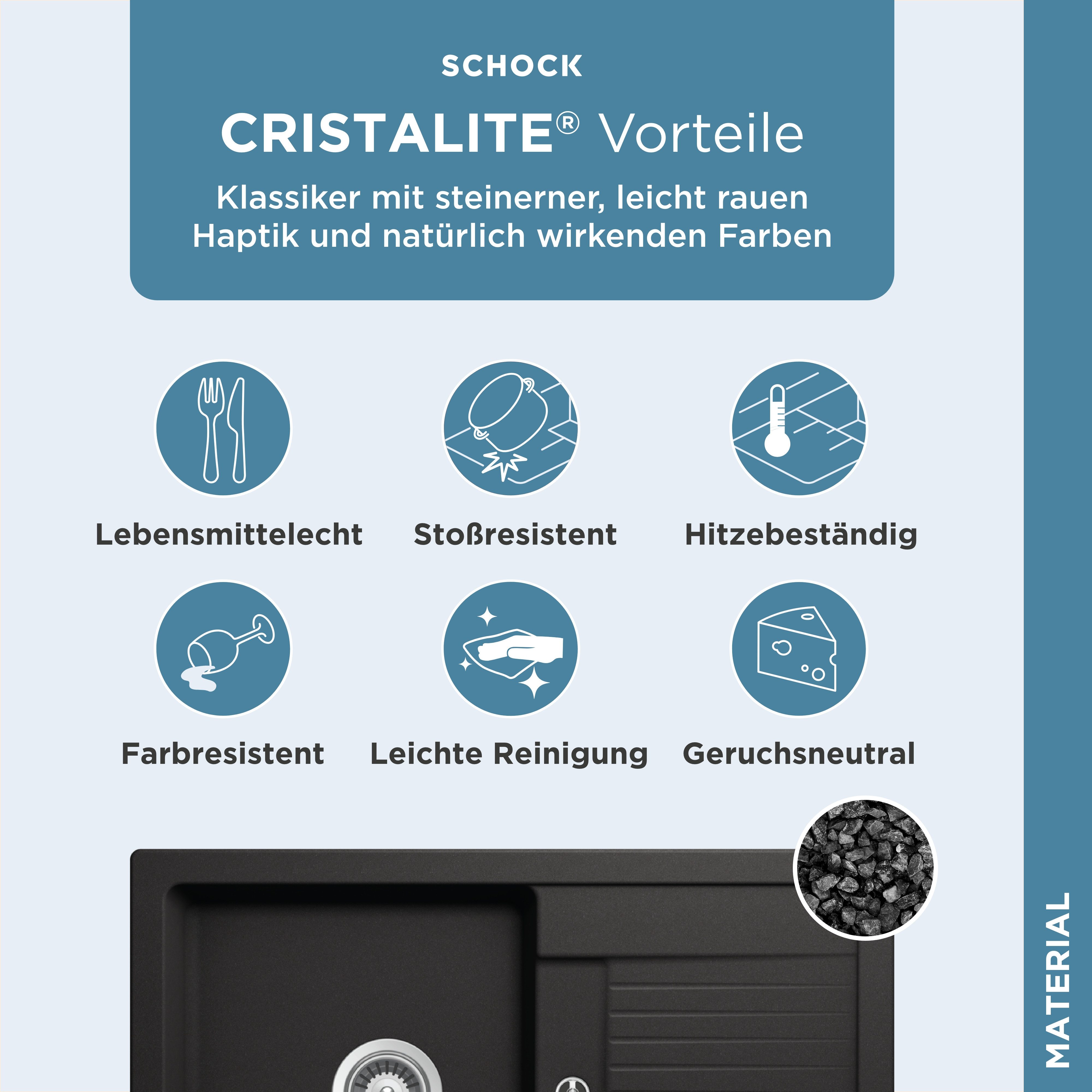 Schock Granitspüle Lima D-100S, eckig, 78/50 cm, 78/50 cm, Auflagespüle