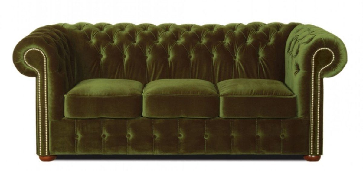 Casa Padrino Chesterfield-Sofa Chesterfield 3er Sofa Dunkelgrün 200 x 90 x H. 78 cm - Luxus Qualität | Chesterfield-Sofas