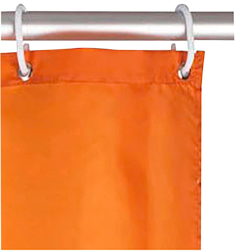 WENKO Duschvorhang Uni Orange Breite 180 cm, Höhe 200 cm, Polyester, waschbar