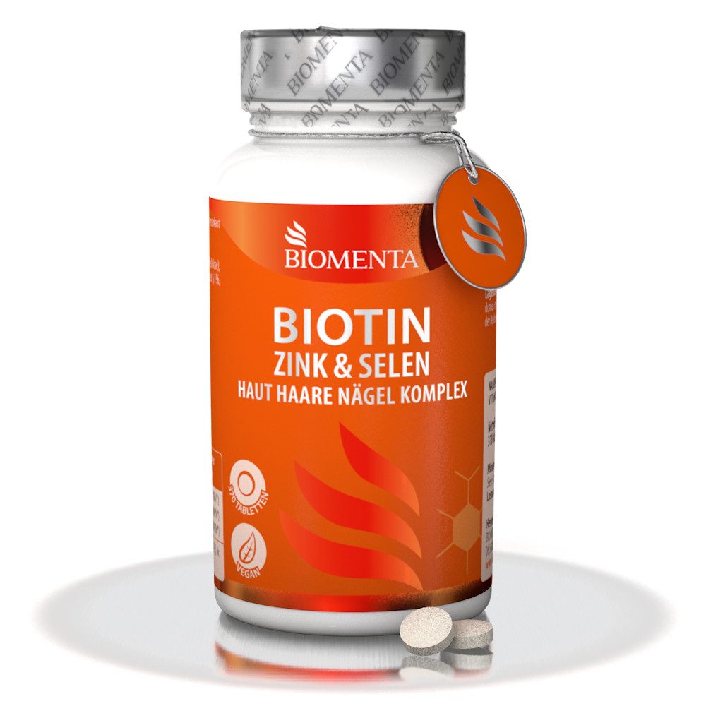BIOMENTA Biotin Zink Selen & Haut Haare Nägel - 370 Tab. mit 12.500 µg Biotin Tabletten, 370 St., 92.5 g