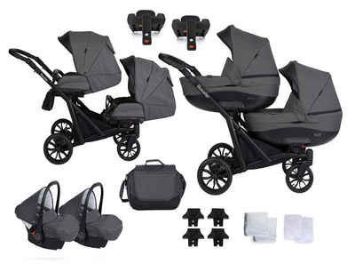 babies-on-wheels Zwillings-Kombikinderwagen Twin-Go 5 in 1 inkl. Sportsitze, Autositze und Isos in 4 Farben