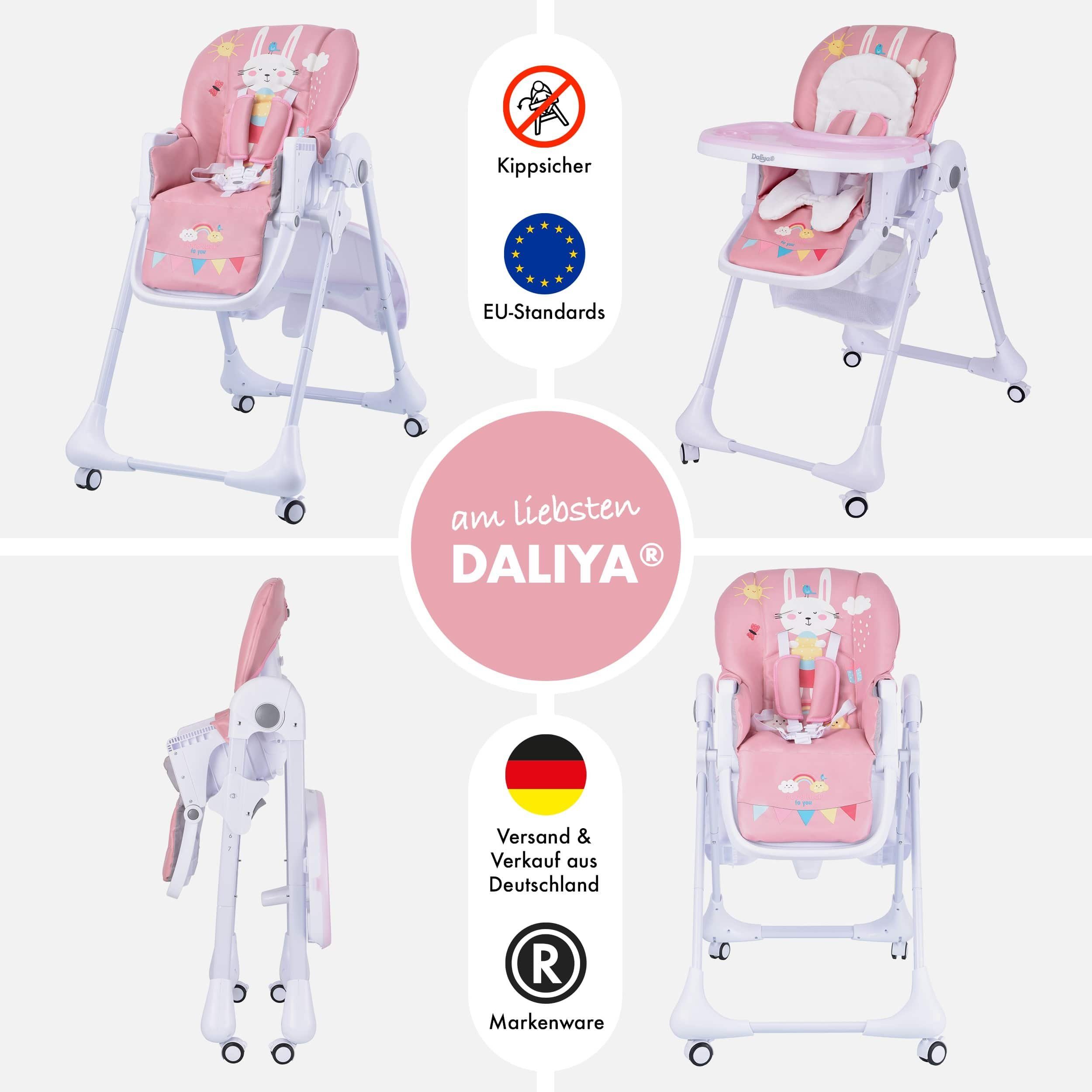 Daliya® Hochstuhl SITONMI 3in1 Kinderhochstuhl & Babyliege, extra breite Rückenlehne (Set, 7 St), Babyliege, 0-4 Jahre, breite Rückenlehne, Tablett, Korb, Platz – Bild 4 von 5