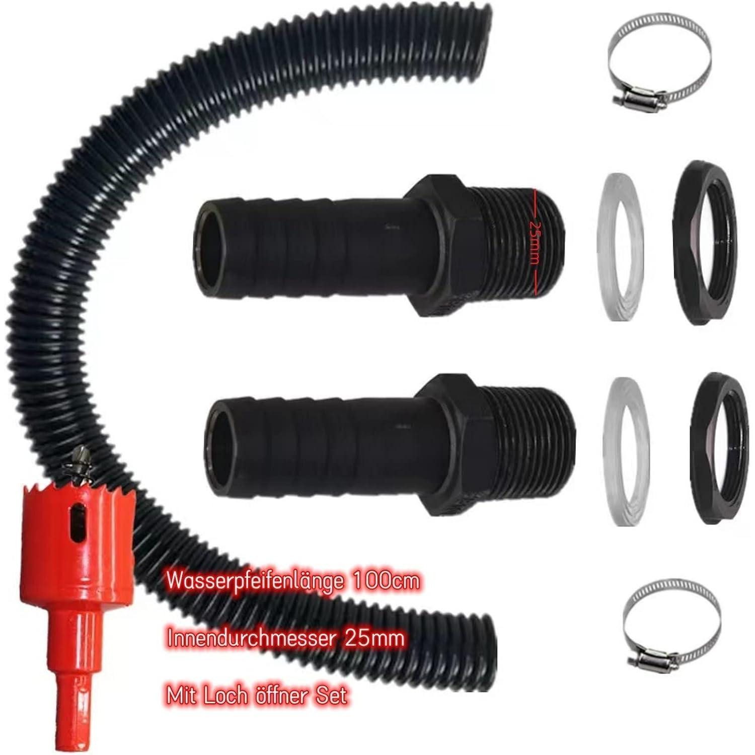 LuxusKollektion Regenrinne Regensammler Fallrohre Verbinder Regentonnen 25mm 100cm Mit Lochöffner