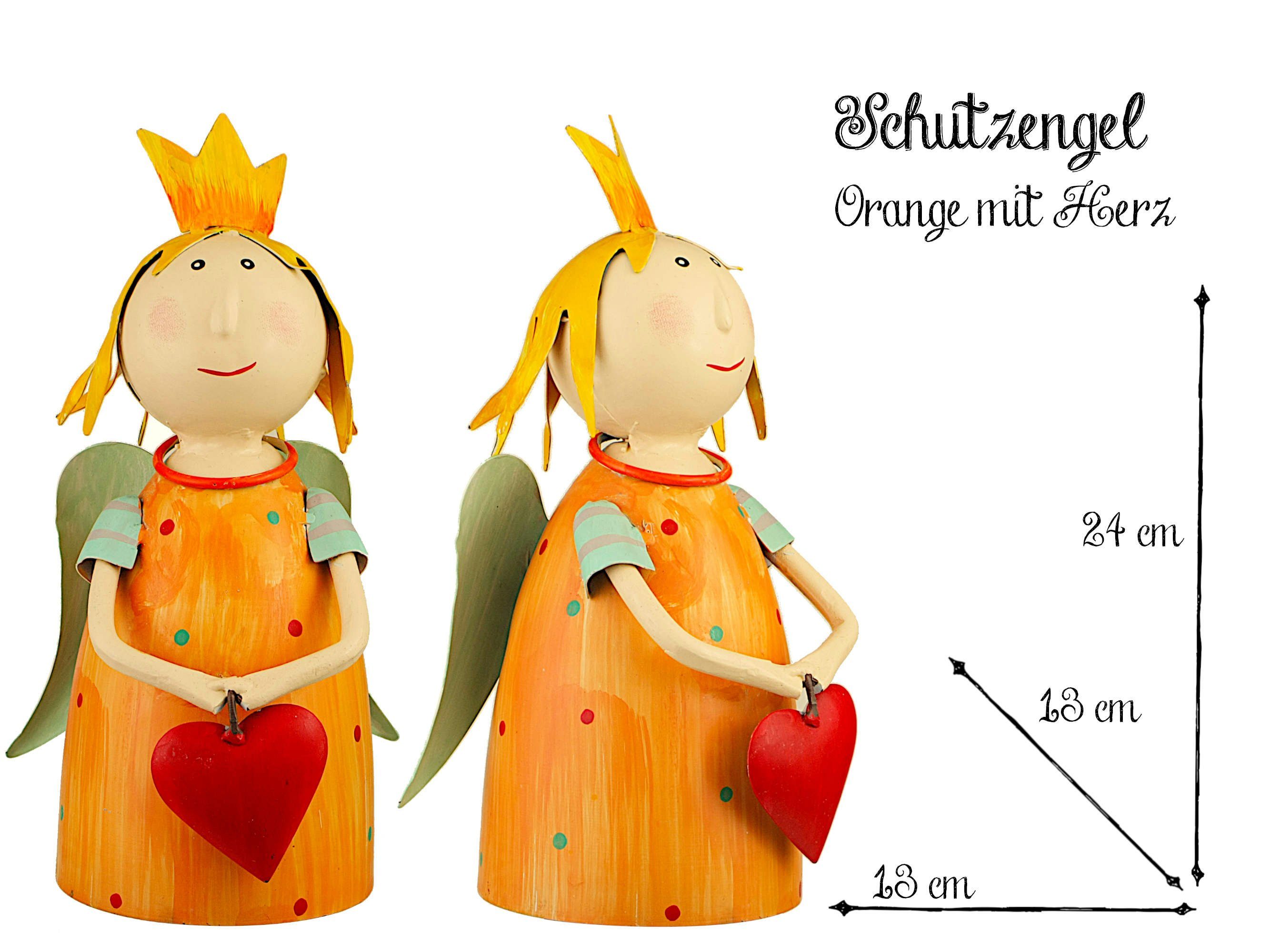 Gartenfigur SCHUTZENGEL ENGEL Orange ZAUNDEKO ZAUN Paulslandhaus ZAUNHOCKER METALL PFOSTENHOCKER FIGUR