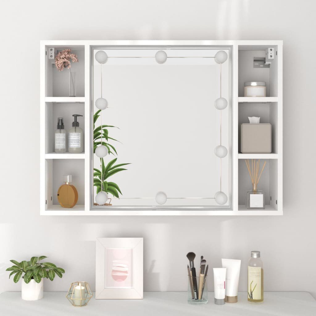 (1-St) LED 76x15x55 mit Weiß Badezimmerspiegelschrank vidaXL Spiegelschrank cm