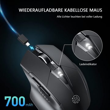 GelldG Maus kabellos, Silent wiederaufladbare Bluetooth-Funkmaus (Tri-Mode) Mäuse