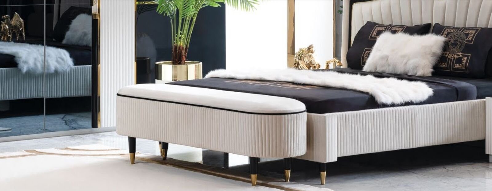 JVmoebel Bettbank Hocker Design Relax Textil Sofa Sitz Fußhocker Sitzbank Polster (1-St) Luxus