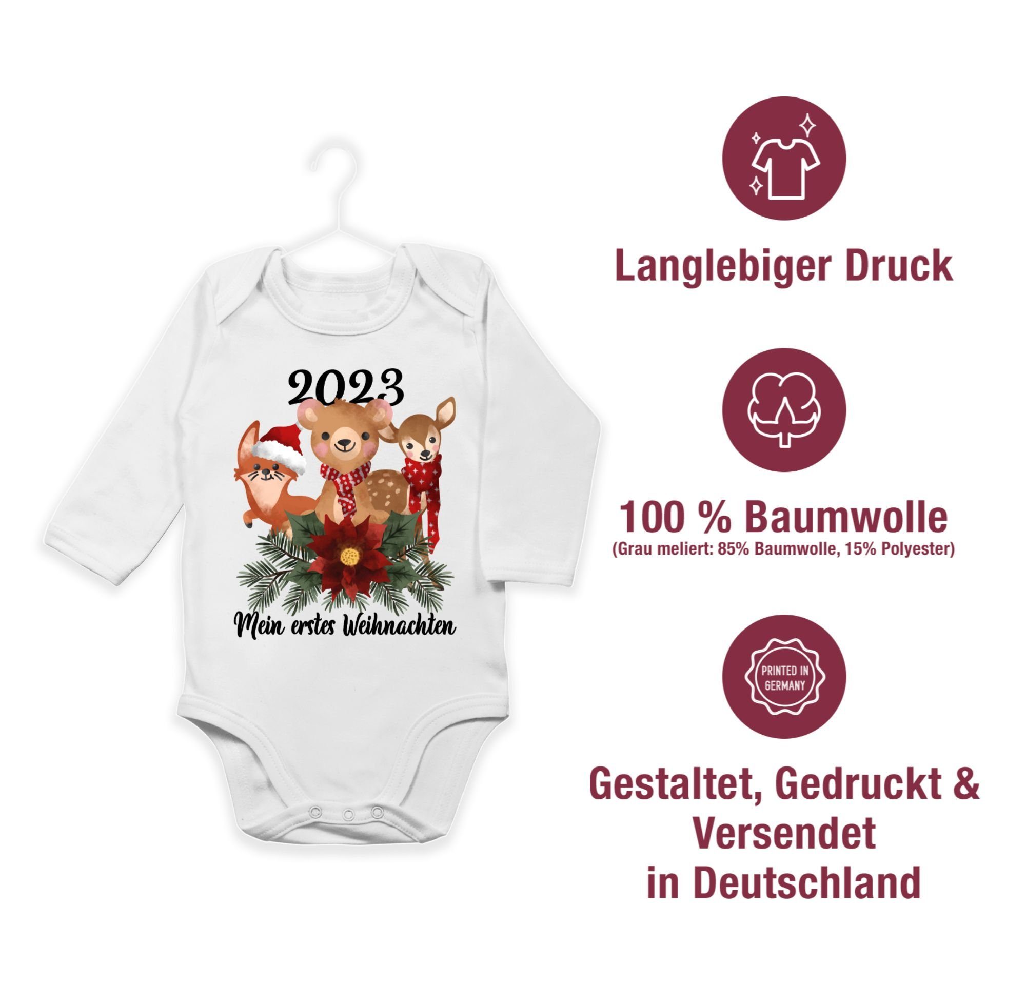 Tieren Baby erstes Weiß süßen Kleidung mit Shirtbody schwarz 1 Shirtracer Weihnachten Mein Weihnachten 2023 -