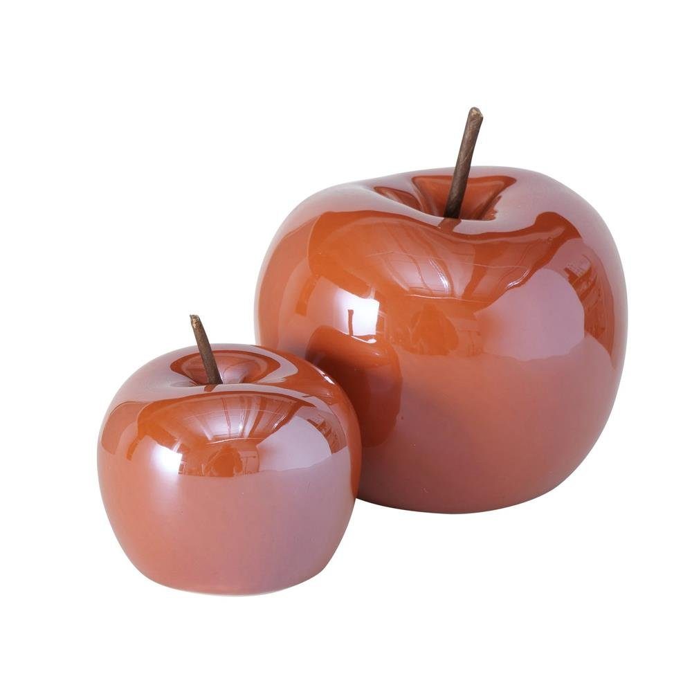 BOLTZE Dekoobjekt Dekoaufsteller Apfel Perly 2er Set, rotbraun  Tischdekoration Früchte