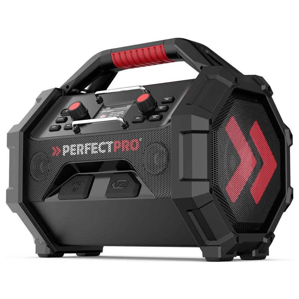PerfectPro Rocktagon 18v Baustellenradio DAB+, FM Schwarz, Rot OCT-18V Radio