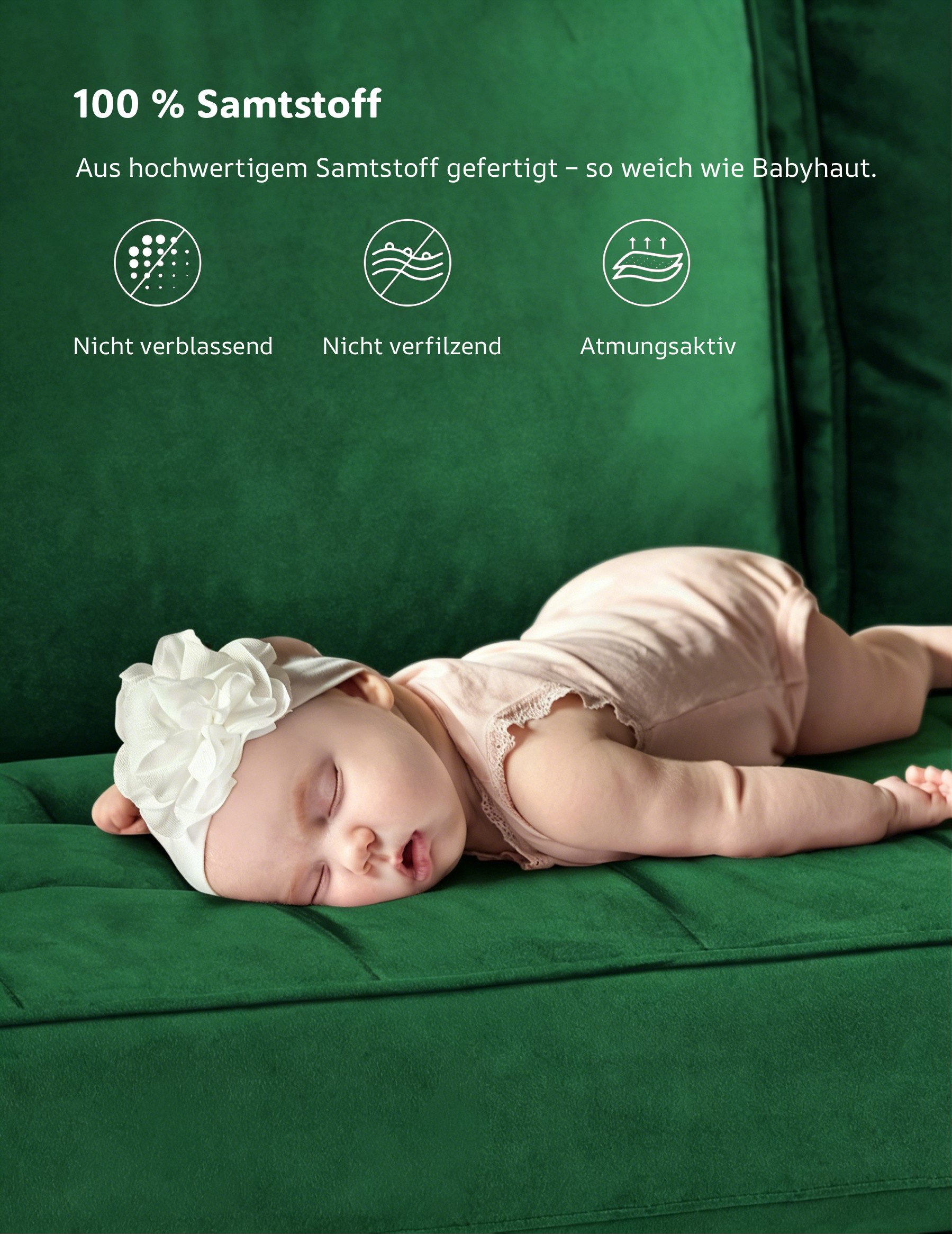Dripex Sofa 121 cm kleines 2-Sitzer-Sofa aus Samt – bequeme Couch – Bild 4 von 5
