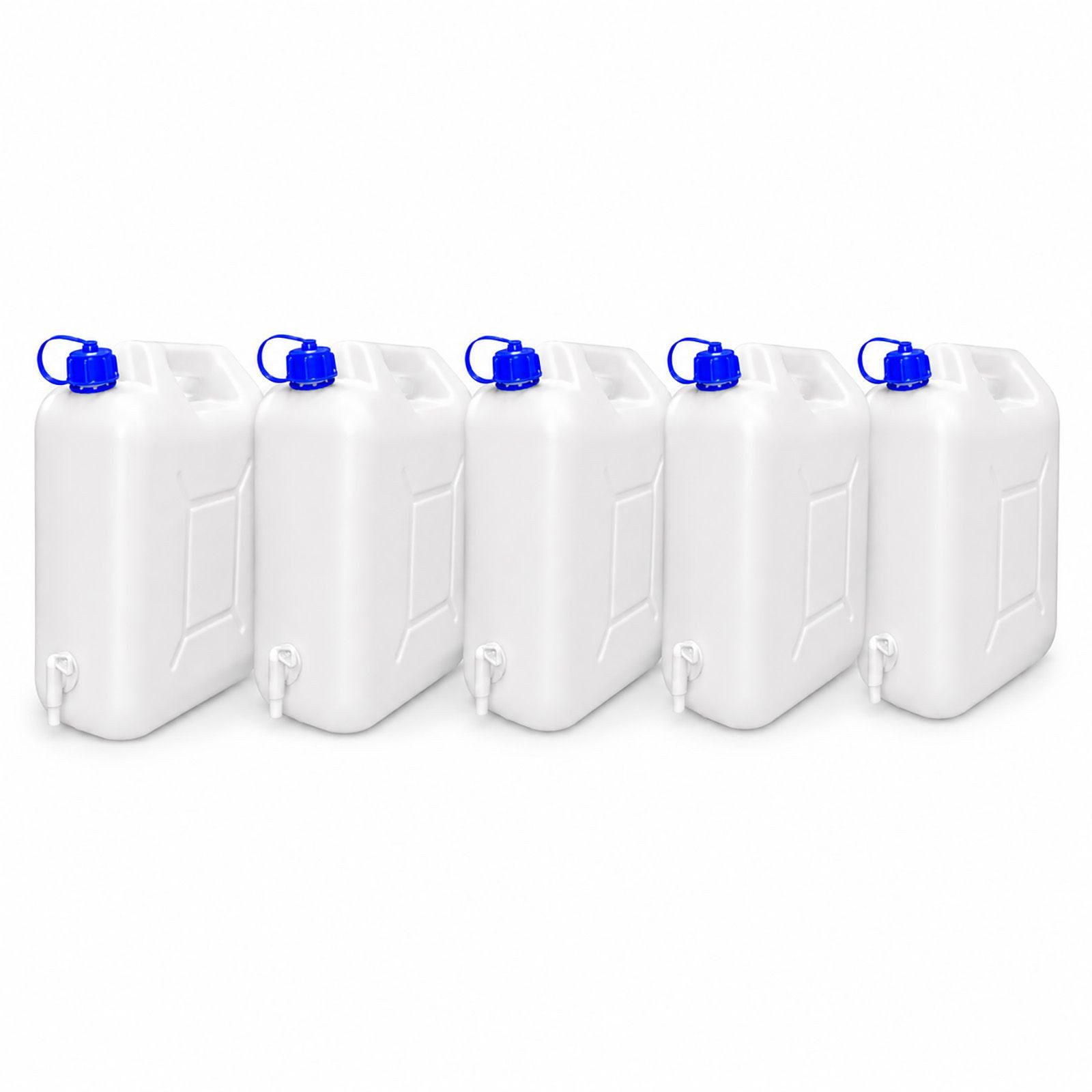 BURI Kanister 5x 15 Liter Wasserkanister mit Zapfhahn lebensmittelecht leer dicht (5 St)