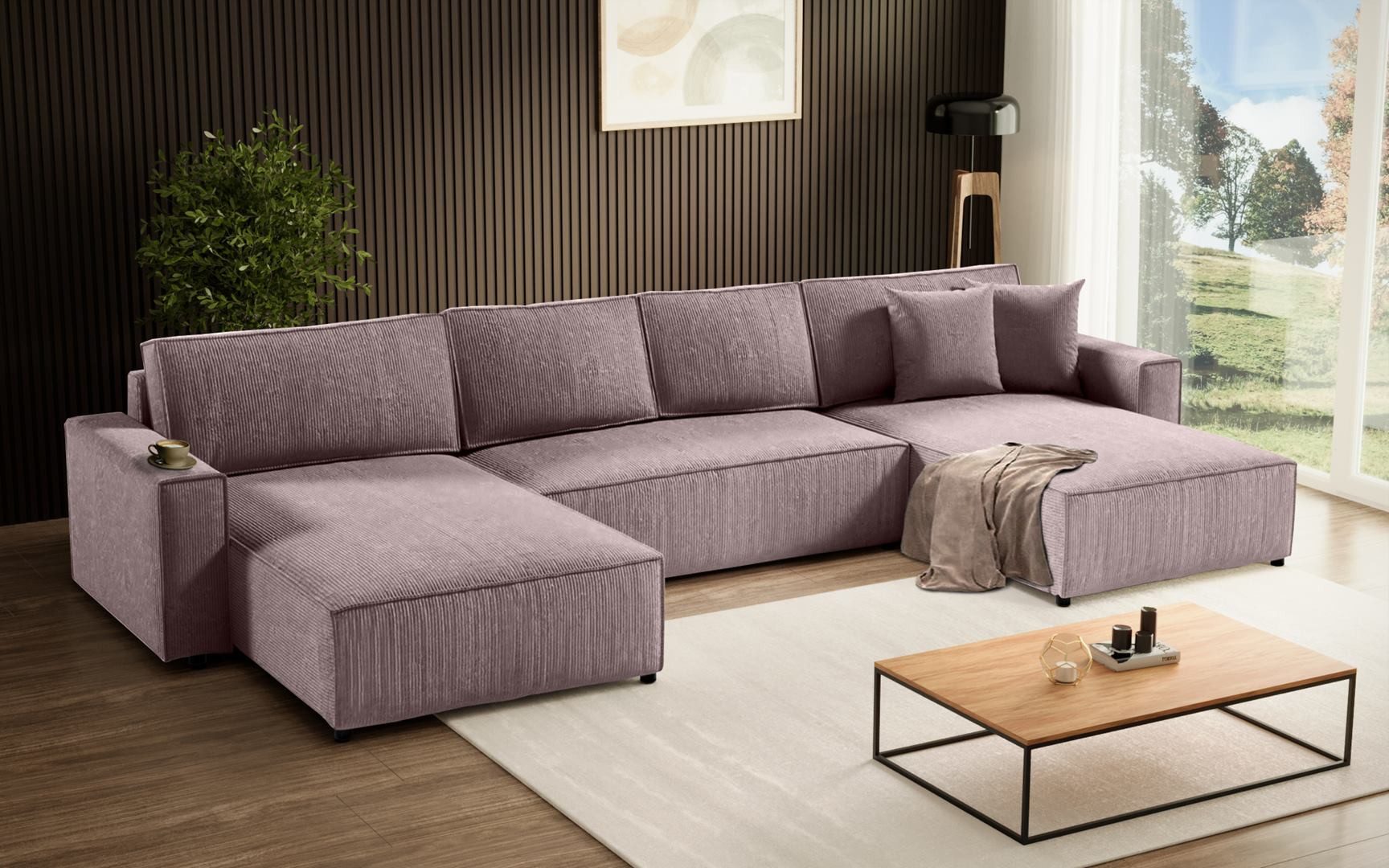 Beautysofa Ecksofa U-Form Parys, mit Schlaffunktion, günstig online kaufen