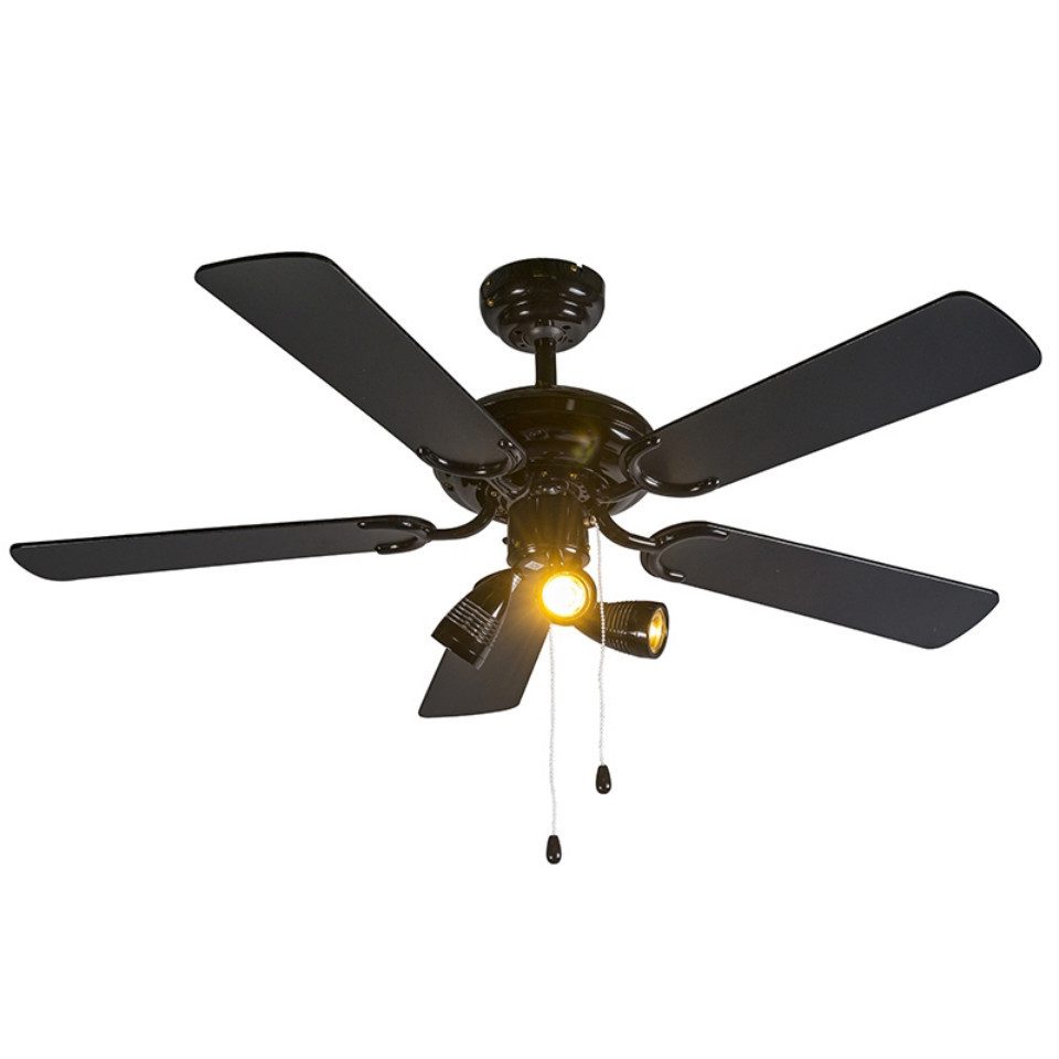 Qazqa Deckenventilator Mistral, GU10, Schwarz, Stahl, günstig online kaufen