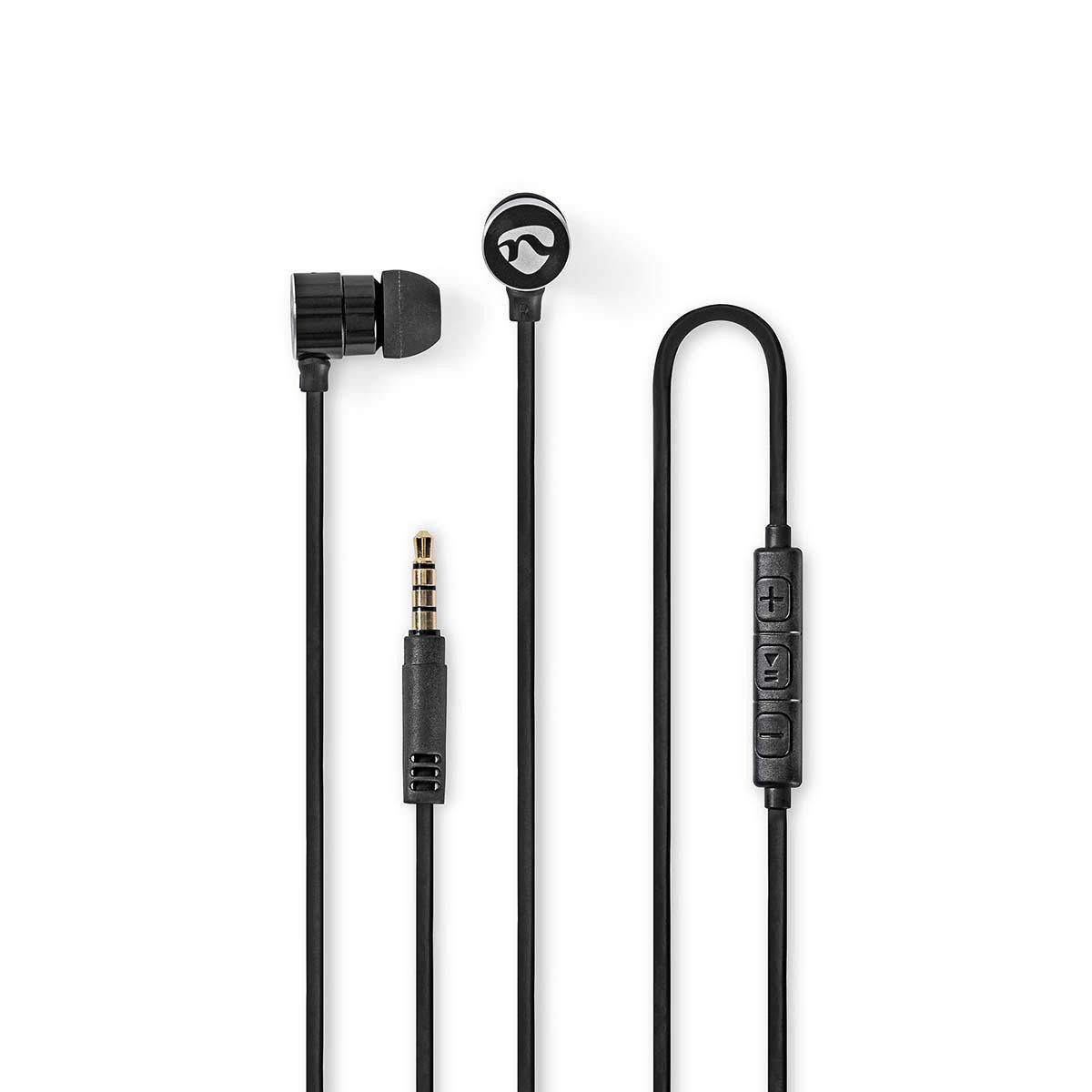 Nedis HPWD5020BK In-Ear-Kopfhörer (für musik und anrufe, mit extra ohrstöpseln, kabelgebunden, für musik und anrufe, mit extra ohrstöpseln, kabelgebunden)