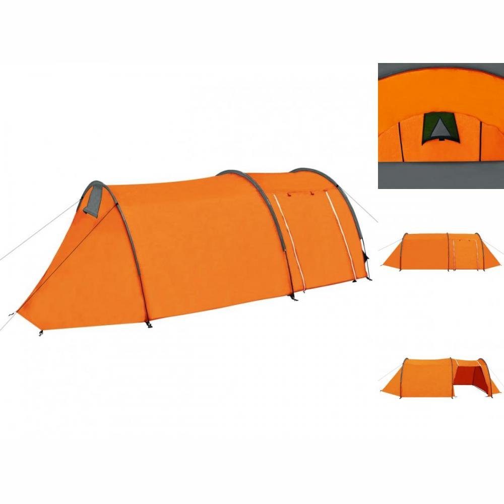und Familienzelt vidaXL 4 Personen Kuppelzelt Campingzelt Grau Orange Wurfzelt