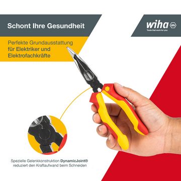 Wiha Flachrundzange Professional electric (26729), 200 mm, mit Schneide, gebogene Form, Zange für Elektriker, VDE geprüft