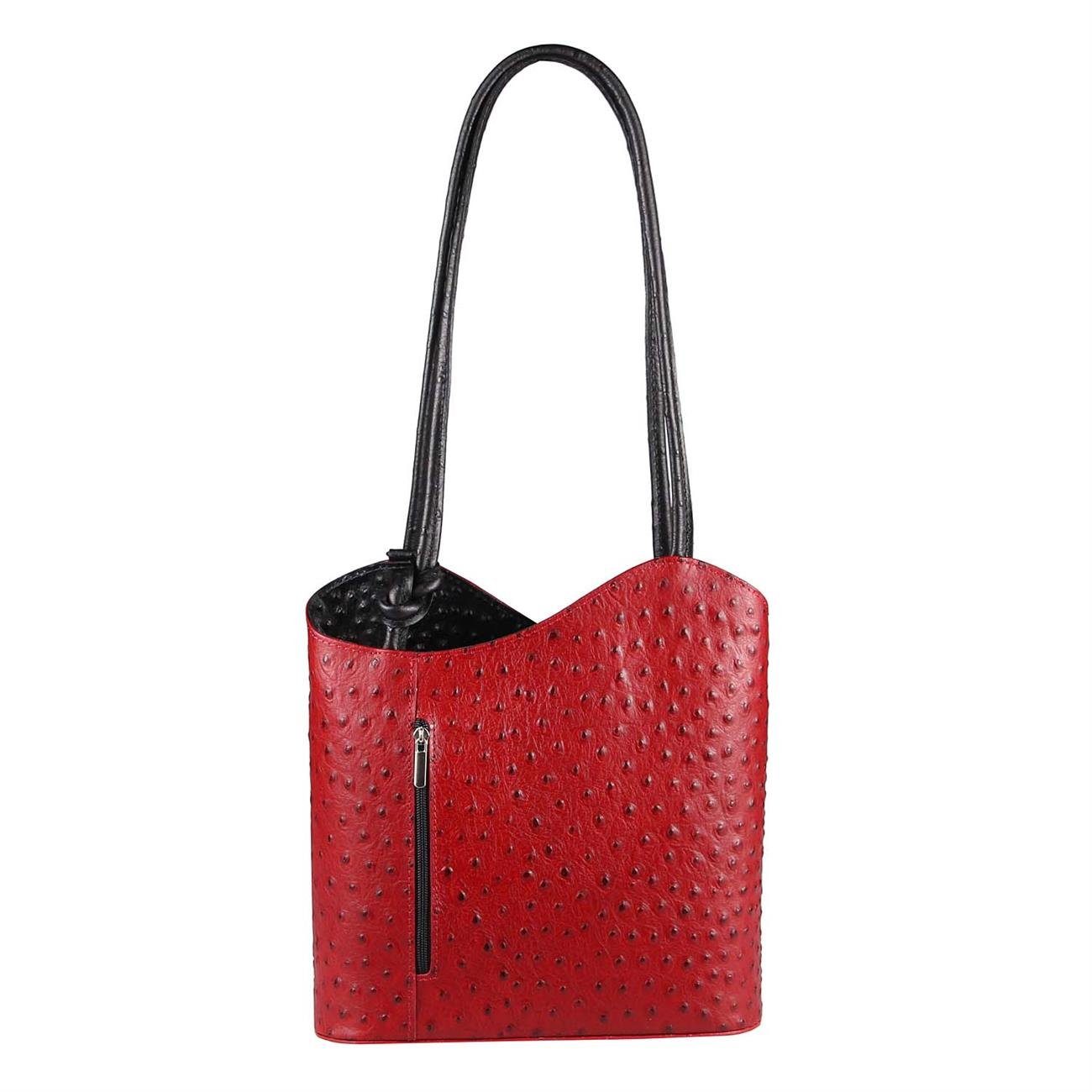 Made Damen Rucksack Schultertasche, Italy Rucksack Tasche Leder ITALYSHOP24 & in Handtasche/Schultertasche als tragbar
