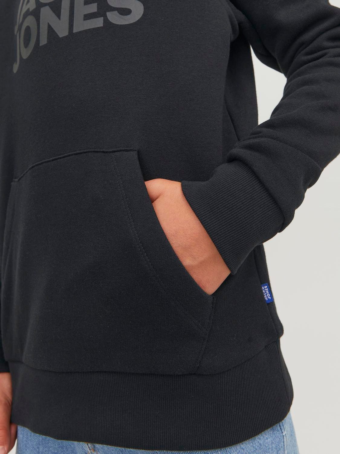 Jack & Jones Junior Kapuzensweatshirt JJECORP mit Druck, Kängurutasche, pflegeleicht Baumwollmischung, regular fit