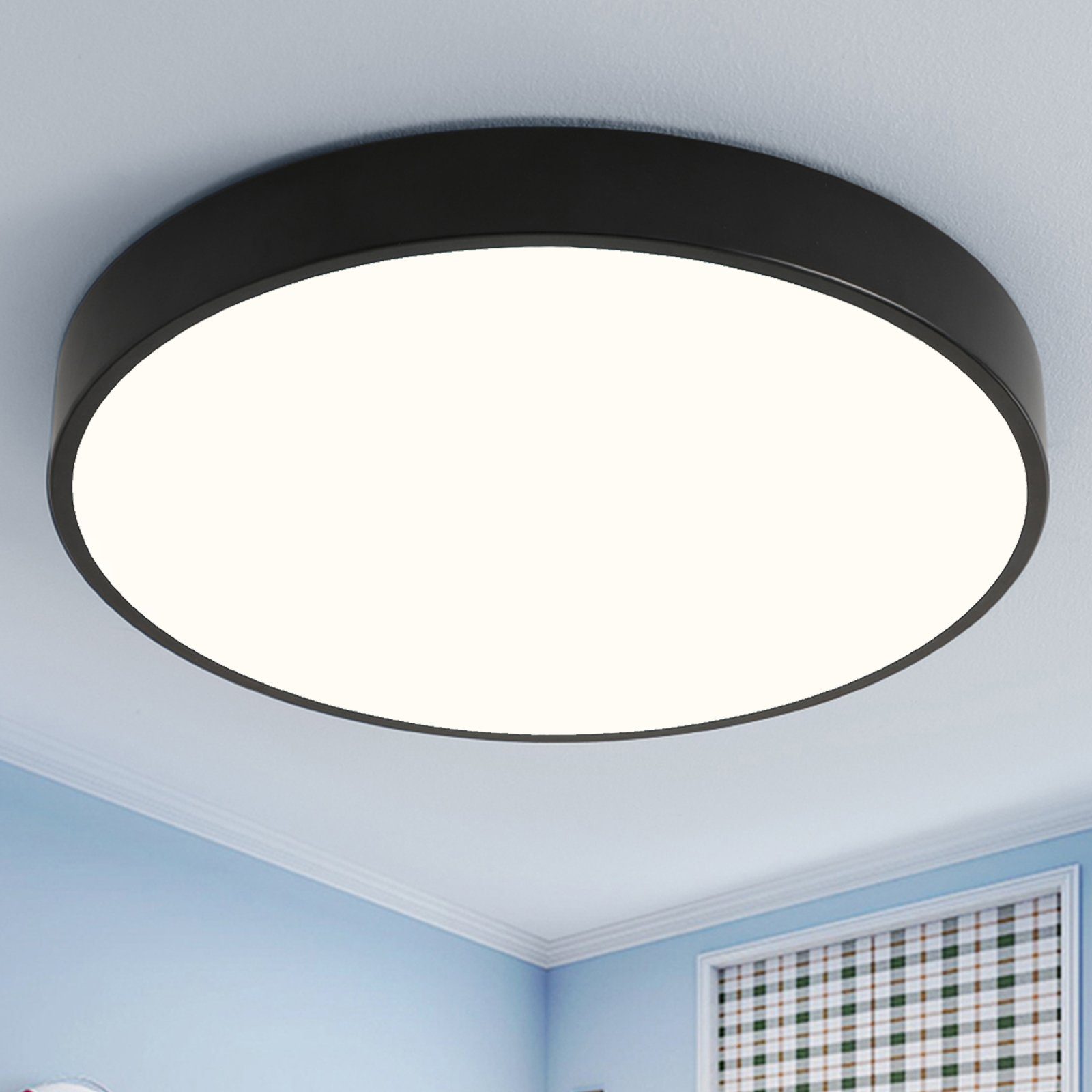 style home Deckenleuchte, 24W LED Deckenleuchte Deckenlampe (Schwarz),  Warmweiß, für Wohnzimmer Schlafzimmer Küche Büro Diele Flur, Ultraslim  Ø30x4cm