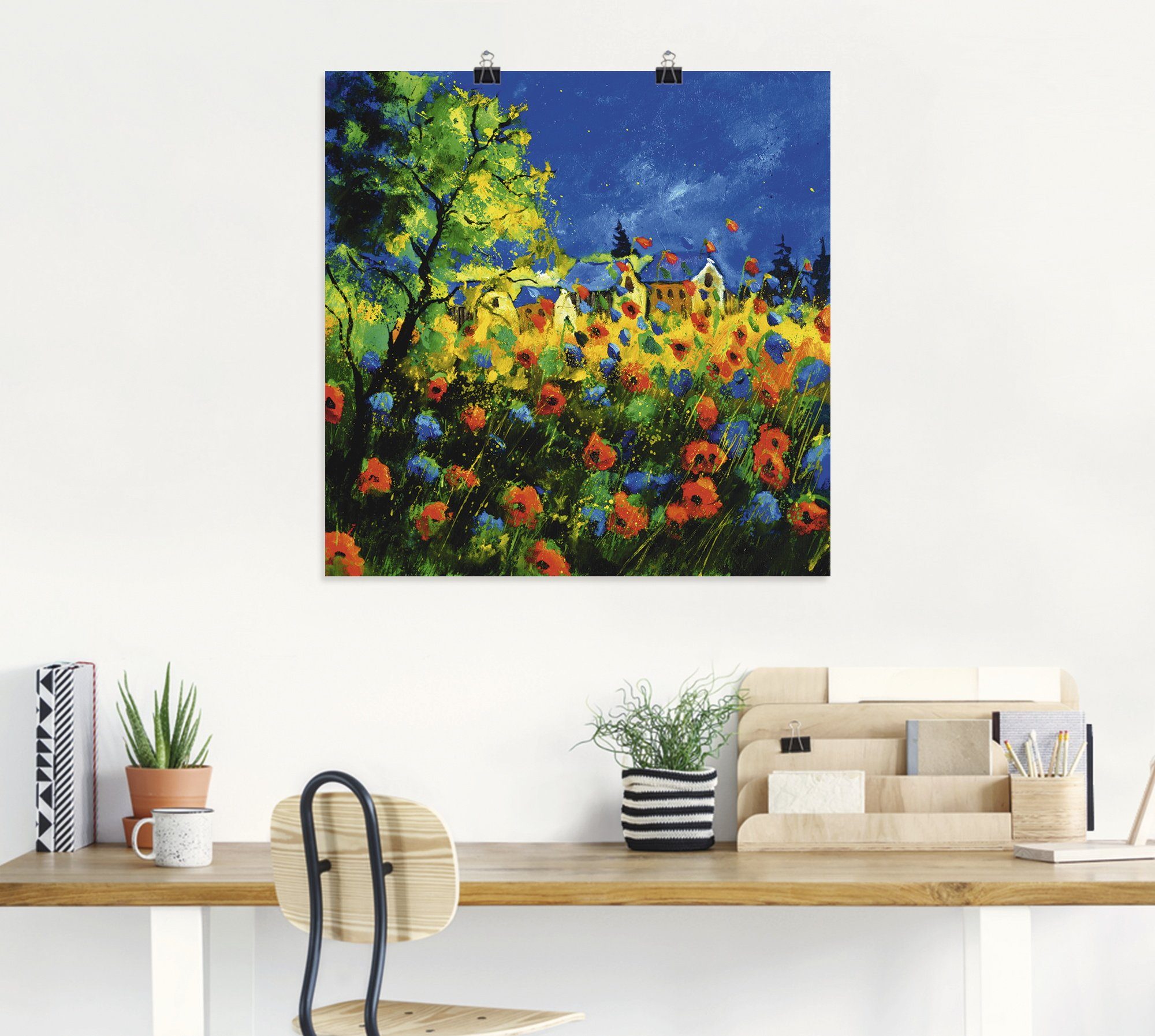 rote Leinwandbild, Wandaufkleber Artland (1 oder Blumen St), in Poster Wandbild und versch. Blaue als Größen Mohnblumen, Alubild,