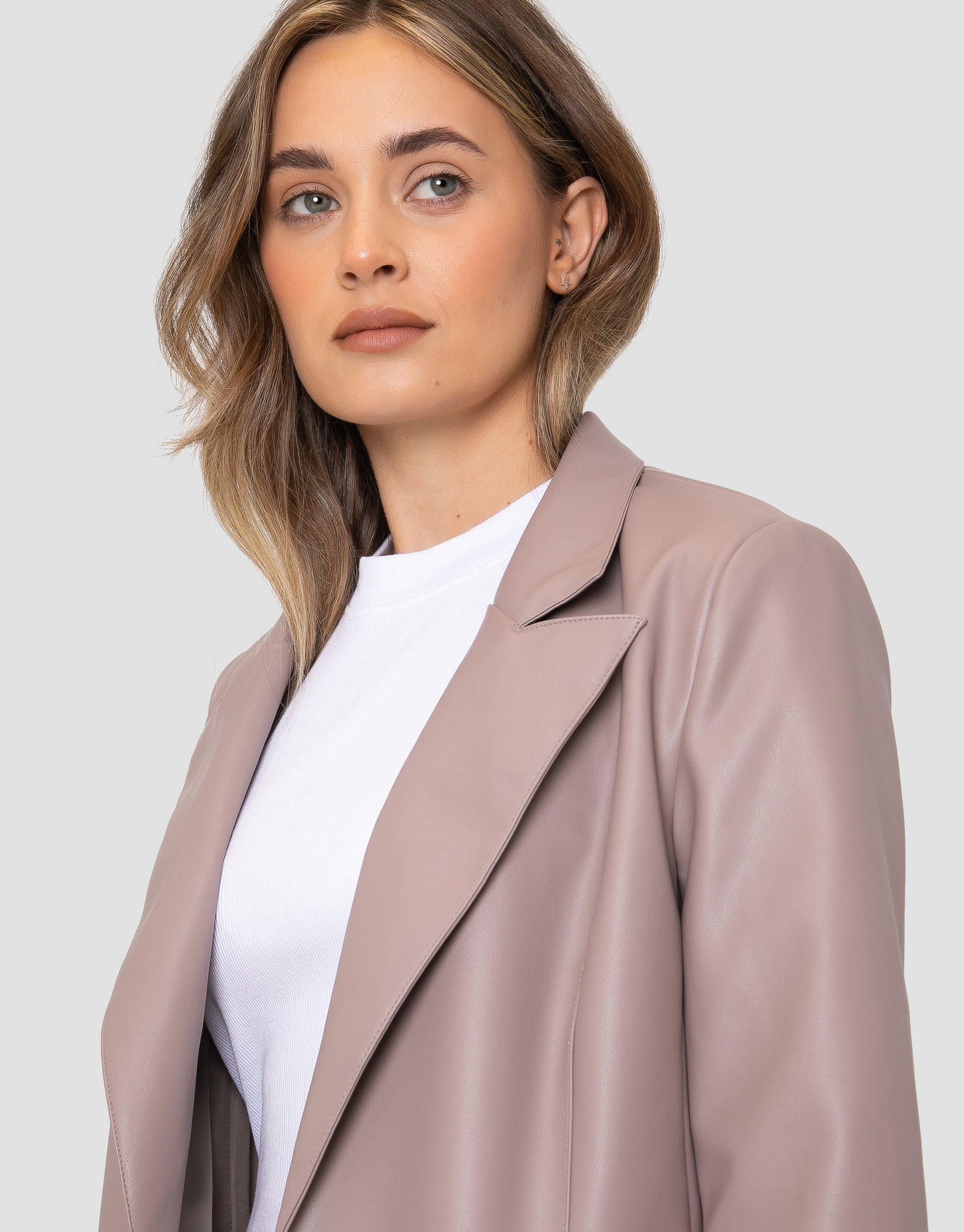 Conker Taupe Threadbare Lederimitatjacke