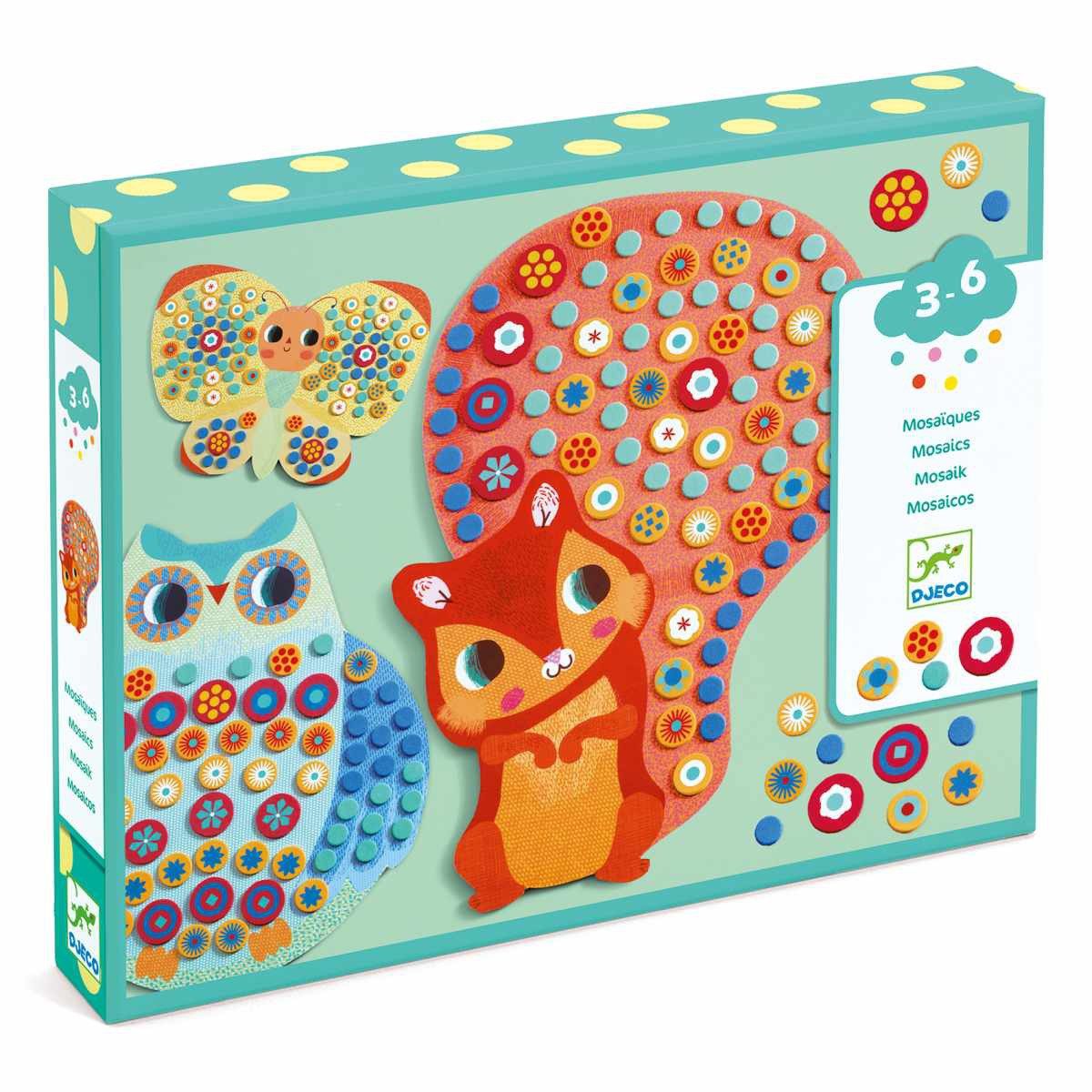 DJECO Kreativset Kollagen für die Kleinen Mosaik Milfiori Basteln mit Moosgummi