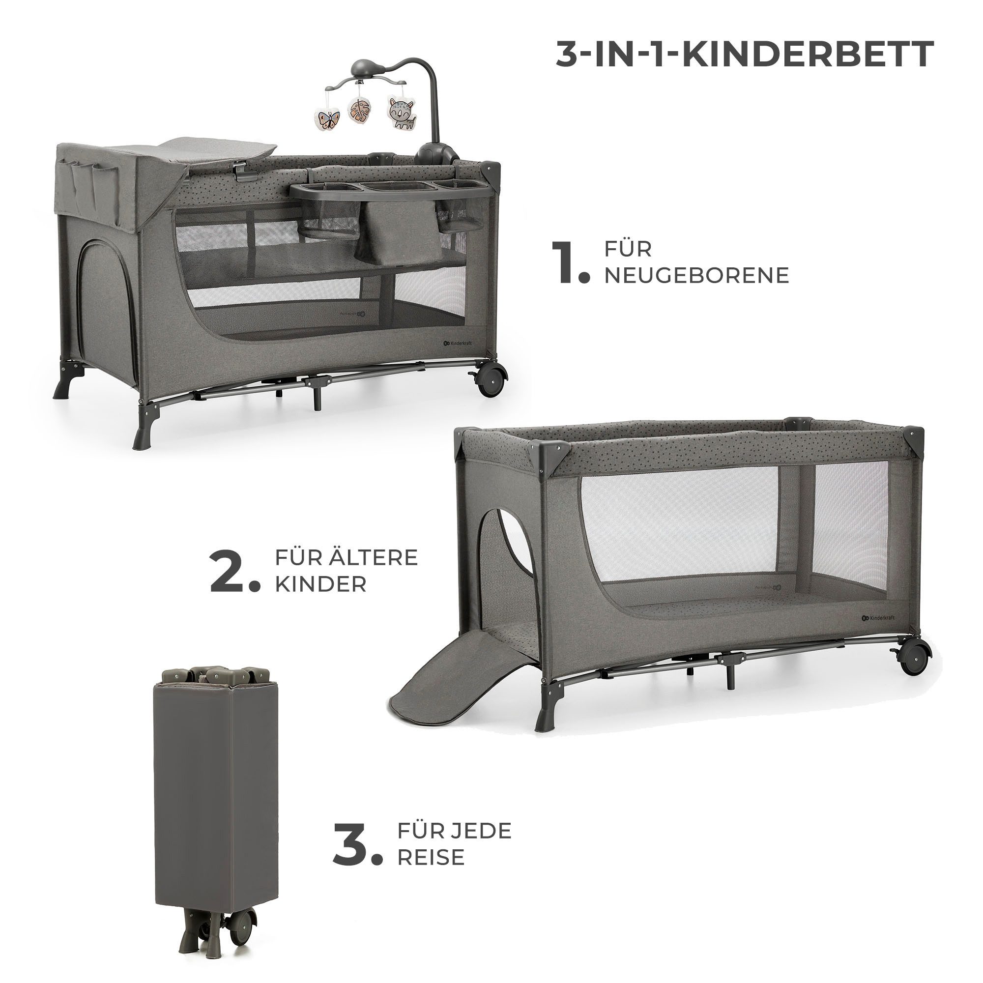 Kinderkraft Baby-Reisebett JOY 2 mit Zubehör