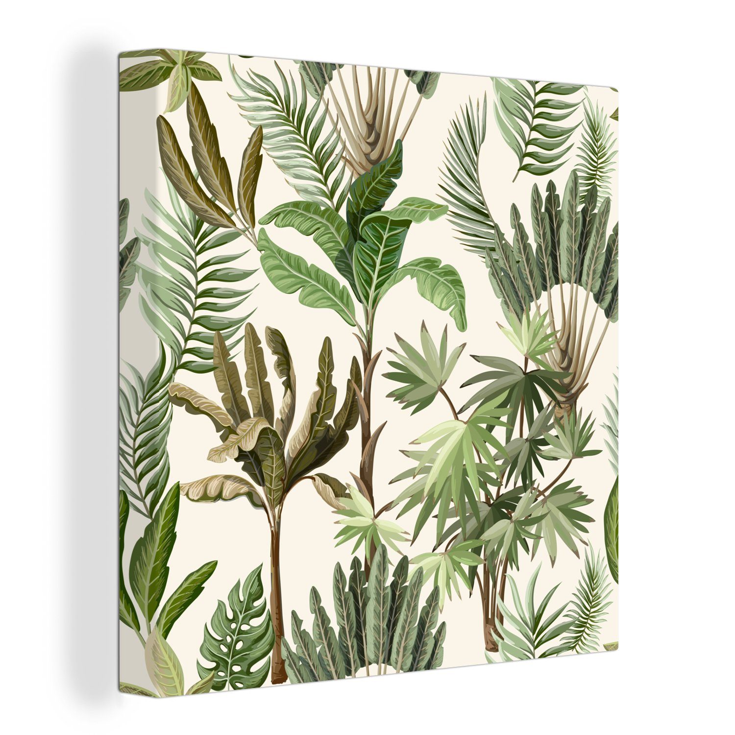 OneMillionCanvasses® Leinwandbild Dschungel - Palme - Bananenstaude - Kinder - Natur - Pflanzen, Fotodruck (1 St), Wandbild, Deko Schlafzimmer Wohnzimmer Flur 20x20 cm