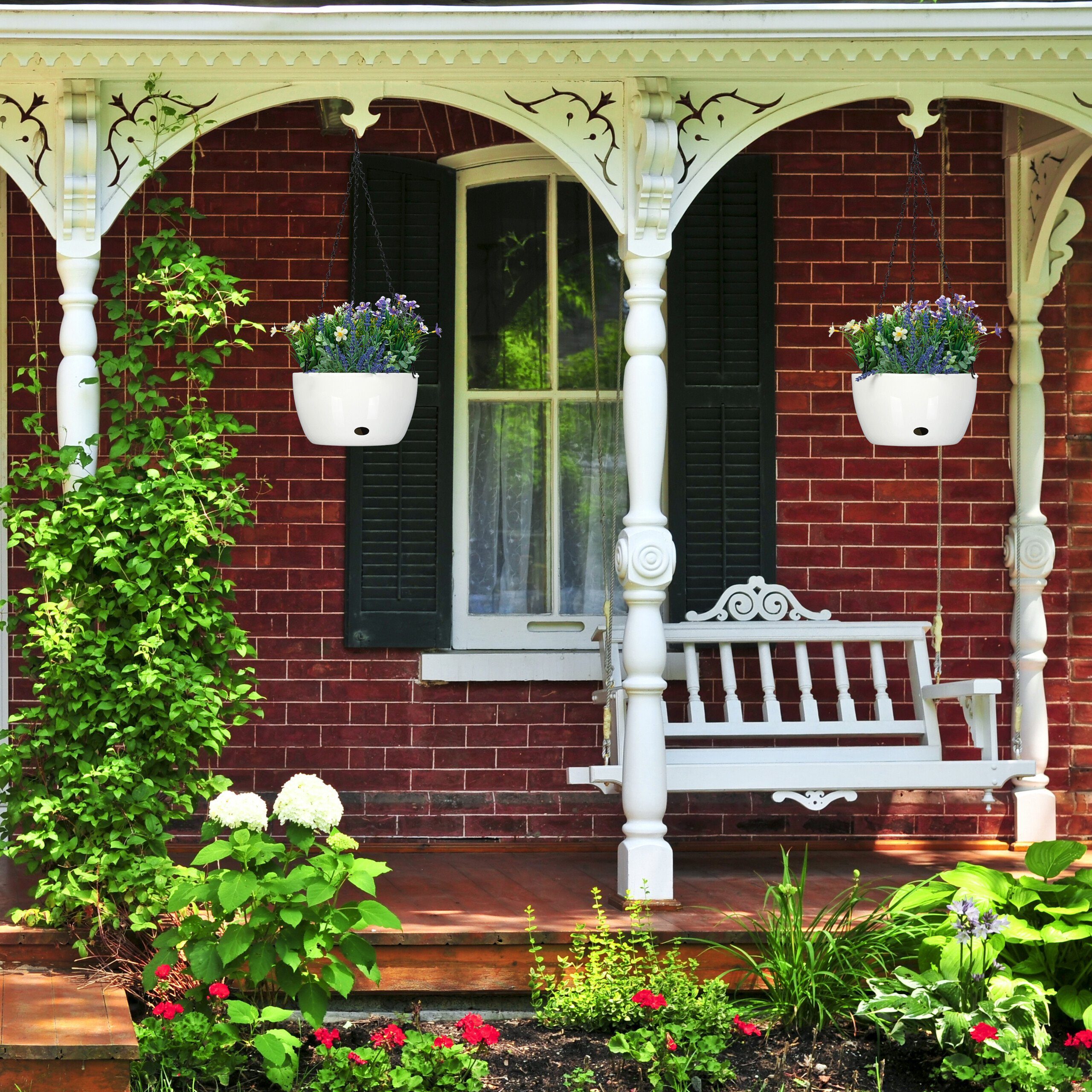 relaxdays Blumenampel 2 Blumenampeln mit Wasserspeicher - L günstig online kaufen