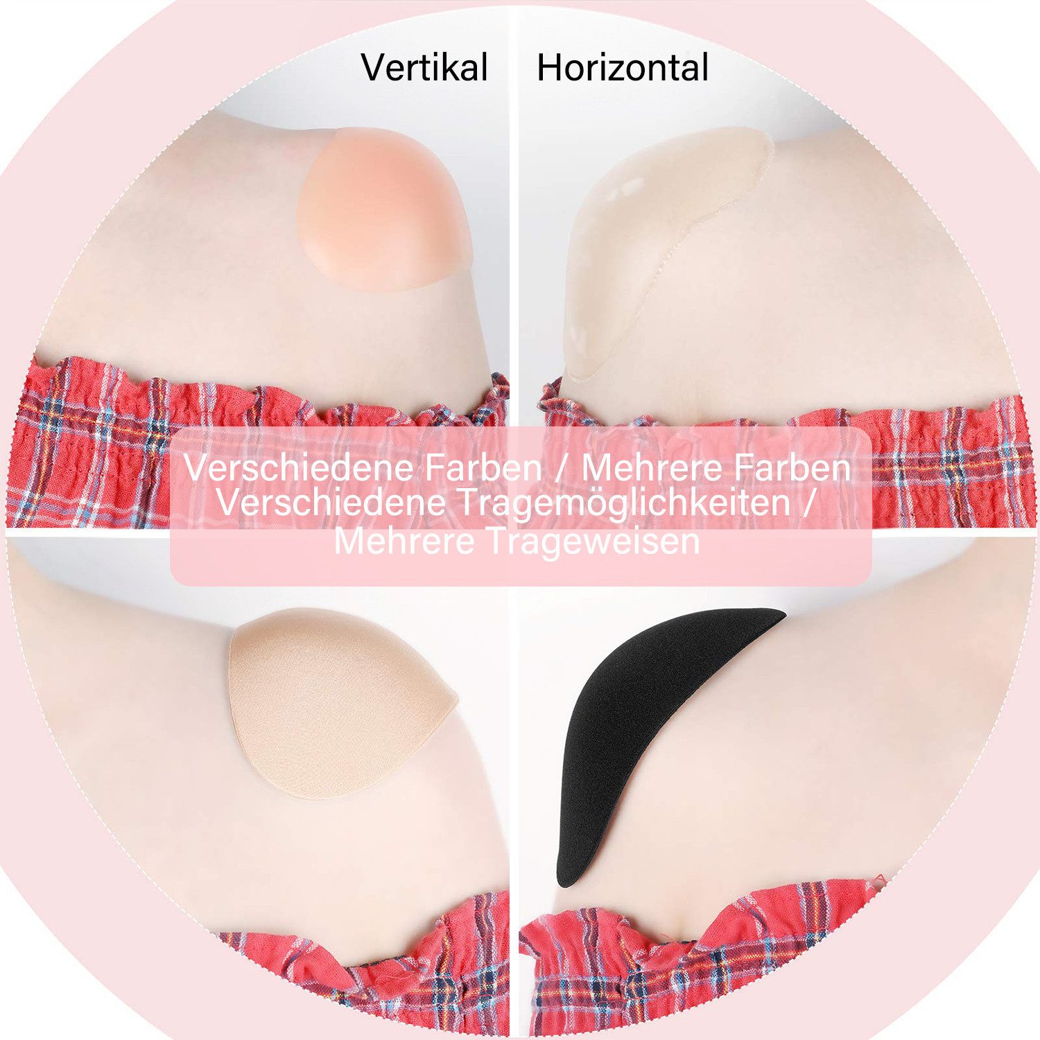 MOPUEA Schulterpolster Klebe-Schulterpolster 4 Paar Schulterverstärker Unisex Selbstklebend, Schulter Push-Up Pads Silikon Schaumstoff unsichtbar wiederverwendb – Bild 2 von 5