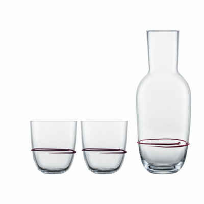 Zwiesel Glas Gläser-Set Aura Aubergine, Glas, Karaffe mit 2 Bechern