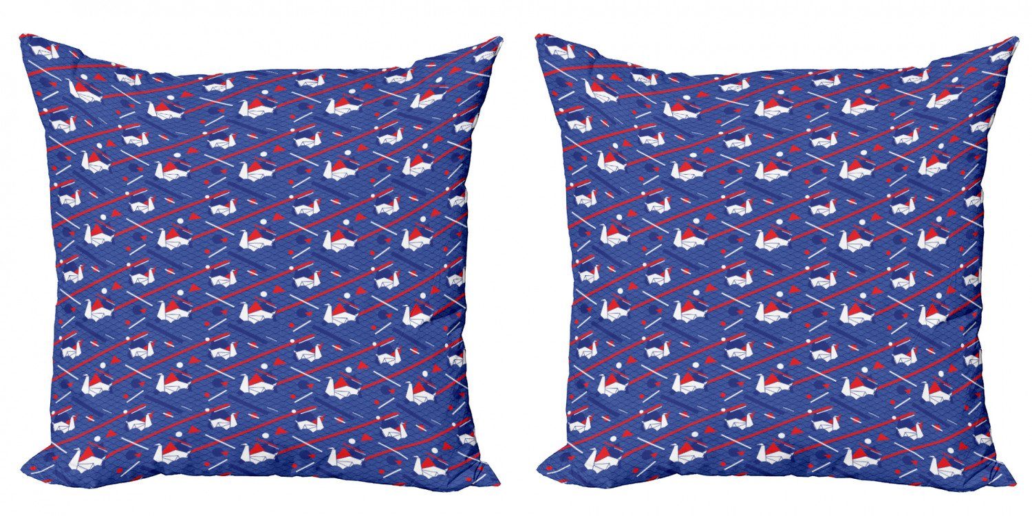 Kissenbezüge Modern Doppelseitiger Seigaiha (2 Meer Schwäne Origami Waves Accent Digitaldruck, Abakuhaus Stück)