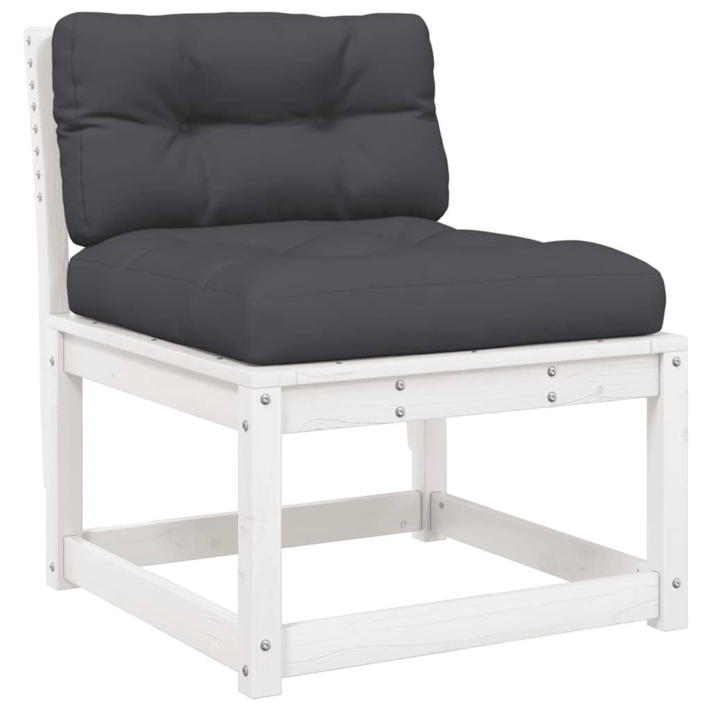 vidaXL Loungesofa Gartensofa mit Kissen Weiß Massivholz Kiefer