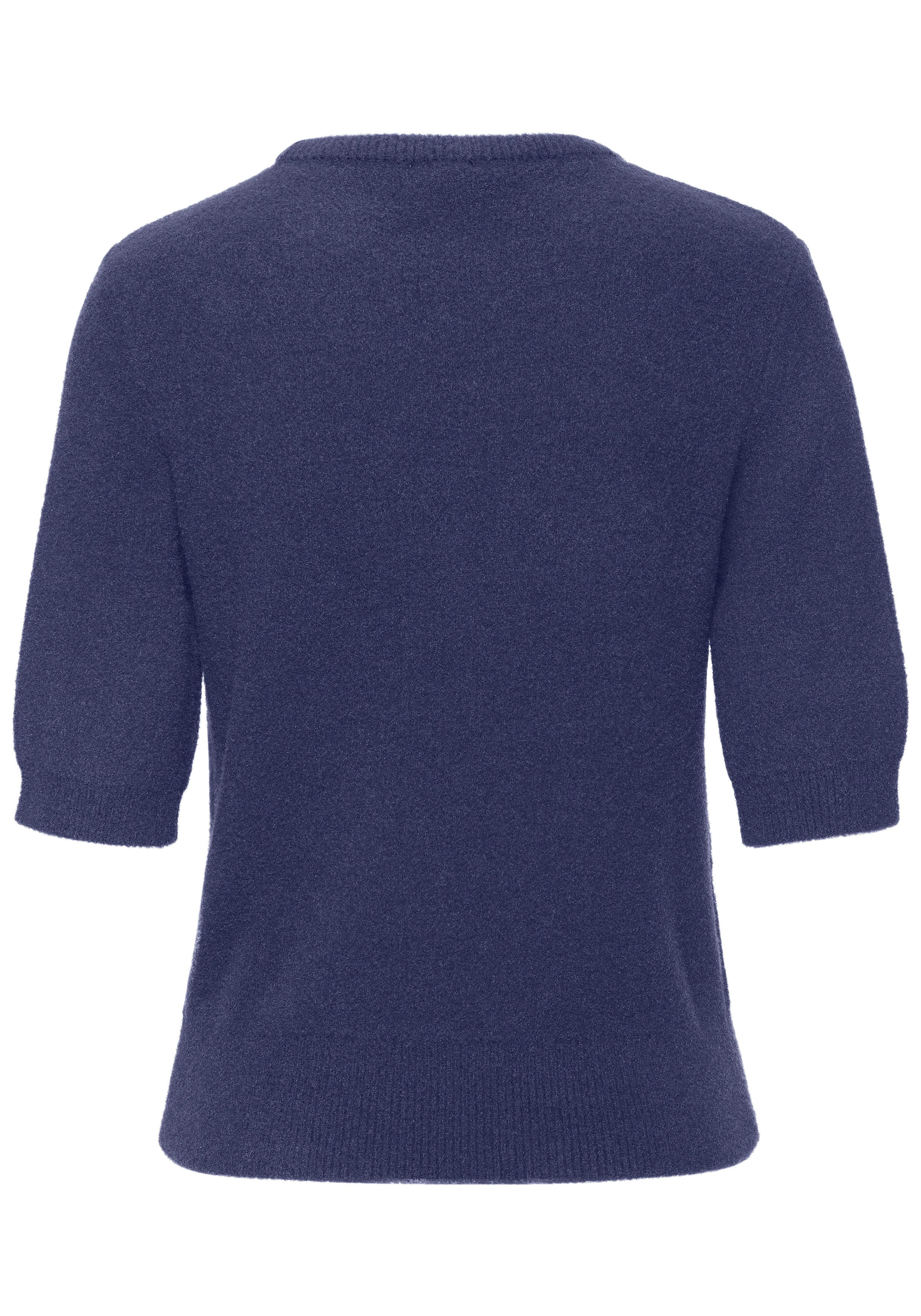 LASCANA Kurzarmpullover mit figurnahem Schnitt aus weichem Strick Sommerpullover, flauschiger Strickpullover, Basicpullover, Halbarm