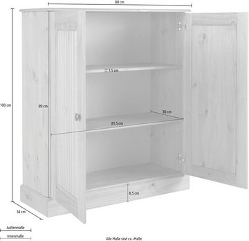 Home affaire Garderobenschrank Liotta mit 2 verstellbare Einlegeböden, aus massivem Kiefernholz