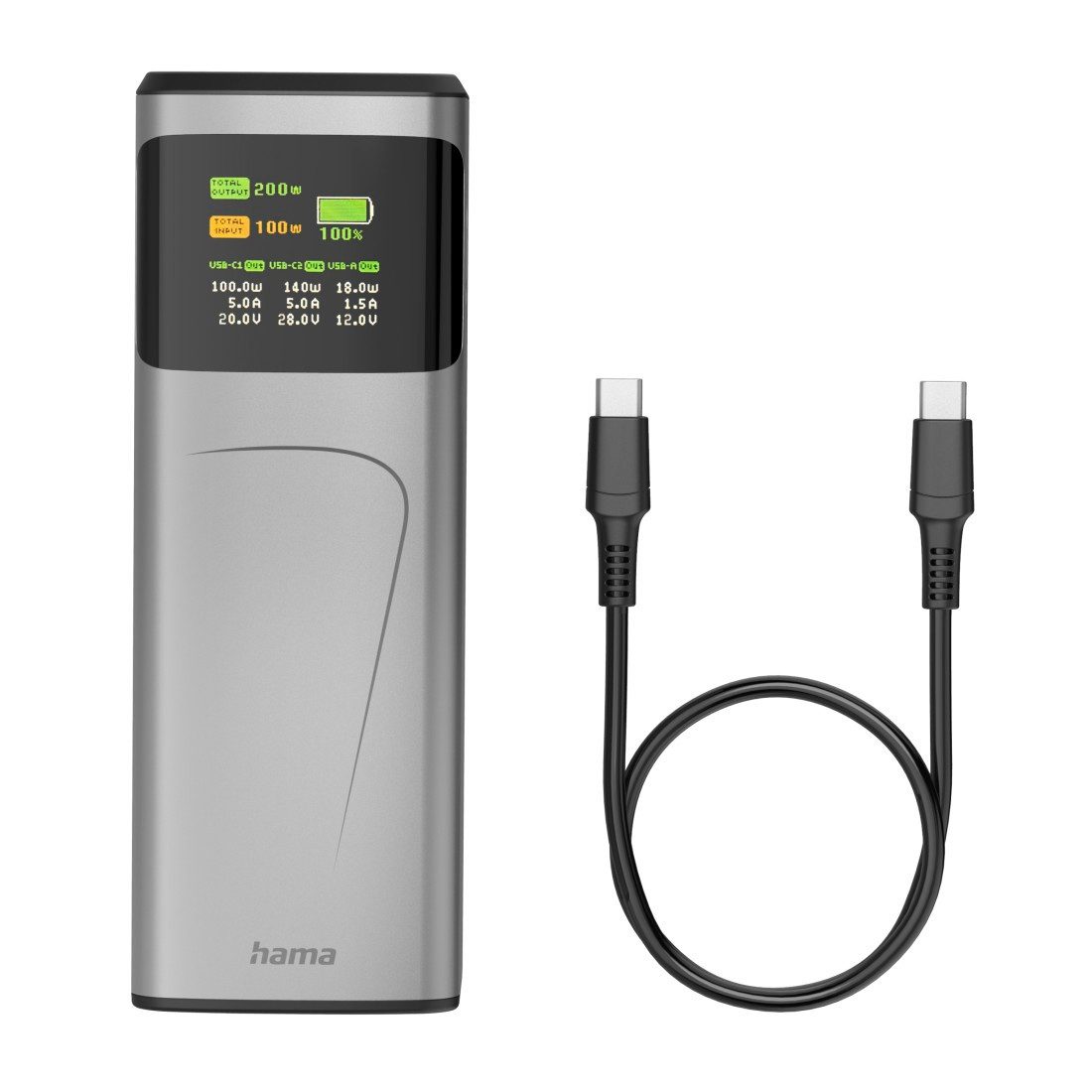 Hama Powerbank (200 W, 24000 mAh, 2x USB-C, 1x USB-A, Schnellladen) Powerbank