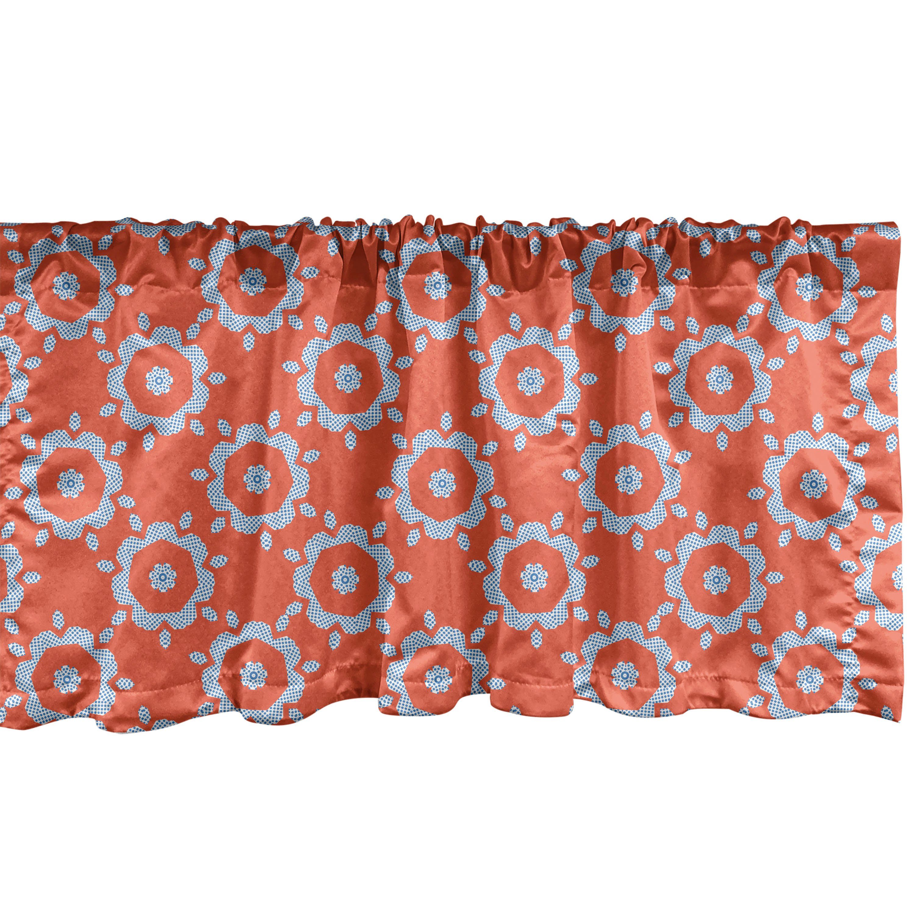 Scheibengardine Vorhang Volant für Küche Schlafzimmer Dekor mit Stangentasche, Abakuhaus, Microfaser, Abstrakt Gepunktete Blumen wie Formen | Scheibengardinen