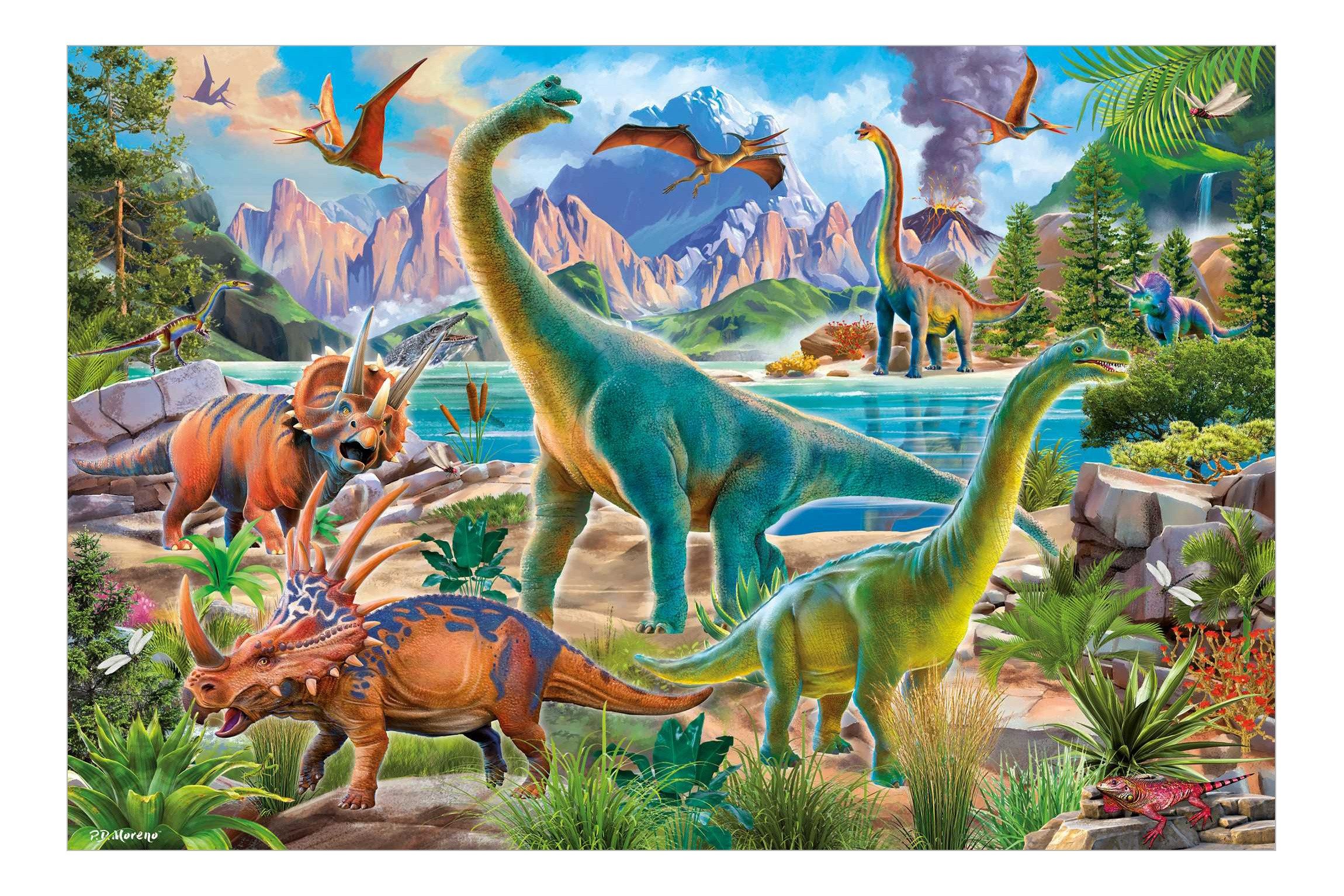Bilderdepot24 Kindertapete Kinderzimmer Brachiosaurus Tricaterops Kinder günstig online kaufen