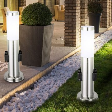 etc-shop LED Außen-Stehlampe, Leuchtmittel inklusive, Warmweiß, 2er Set 7 Watt LED Edelstahl Outdoor Steh Lampe