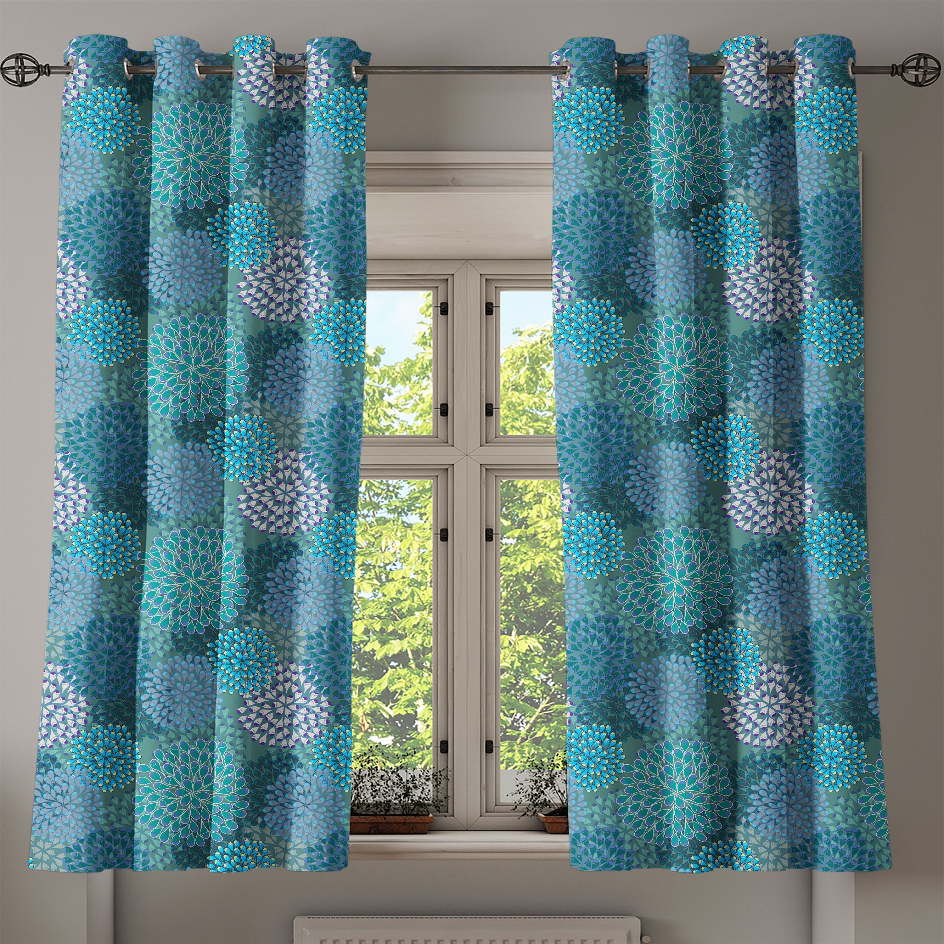 Wohnzimmer, 2-Panel-Fenstervorhänge Schlafzimmer Blumen Nelke Gardine Vibrant für Dekorative Blütenblätter Abakuhaus,