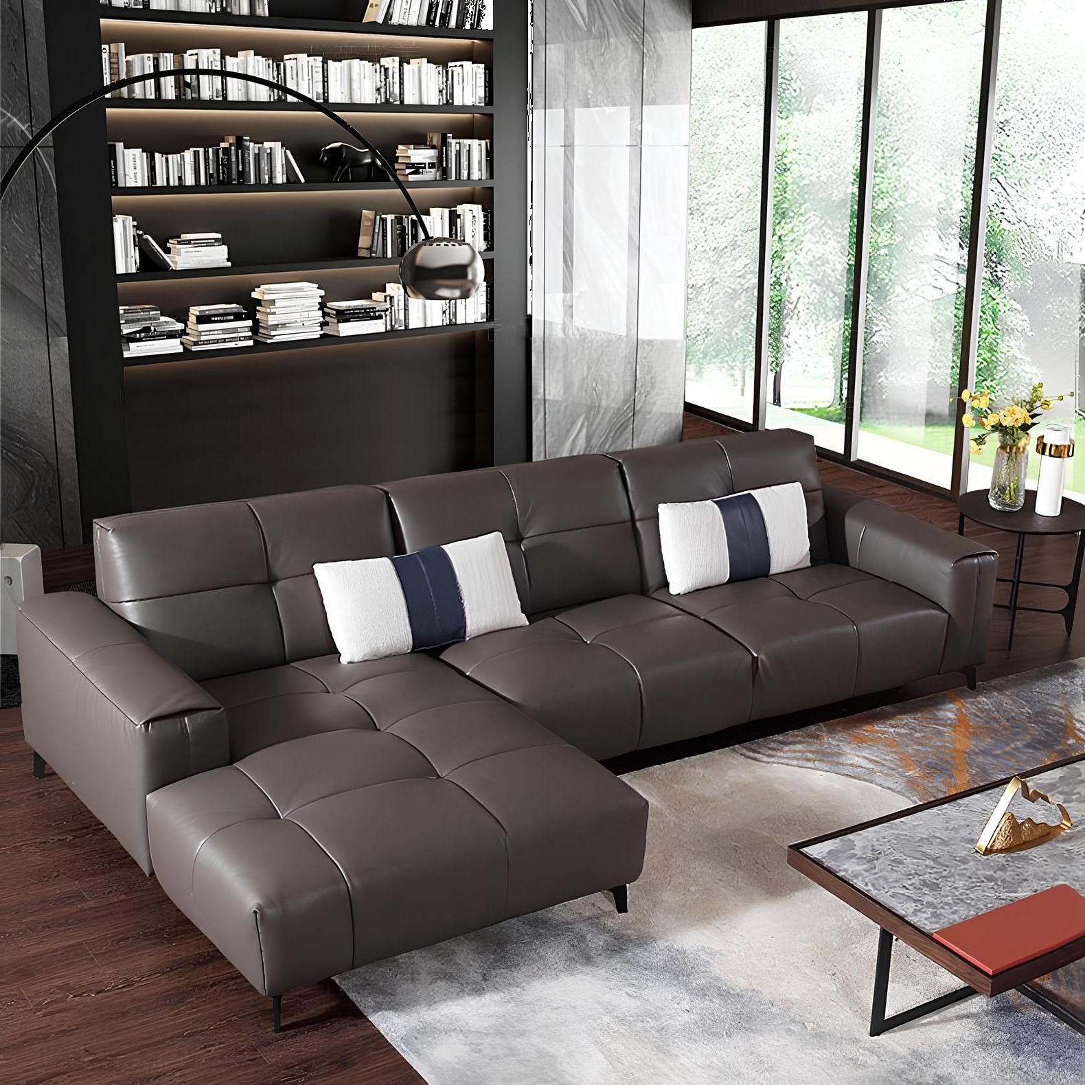 Xlmoebel Ecksofa Ecksofa Esk in L-Form aus Leder mit eleganter Wohnlandschaft, Hergestellt in Europa